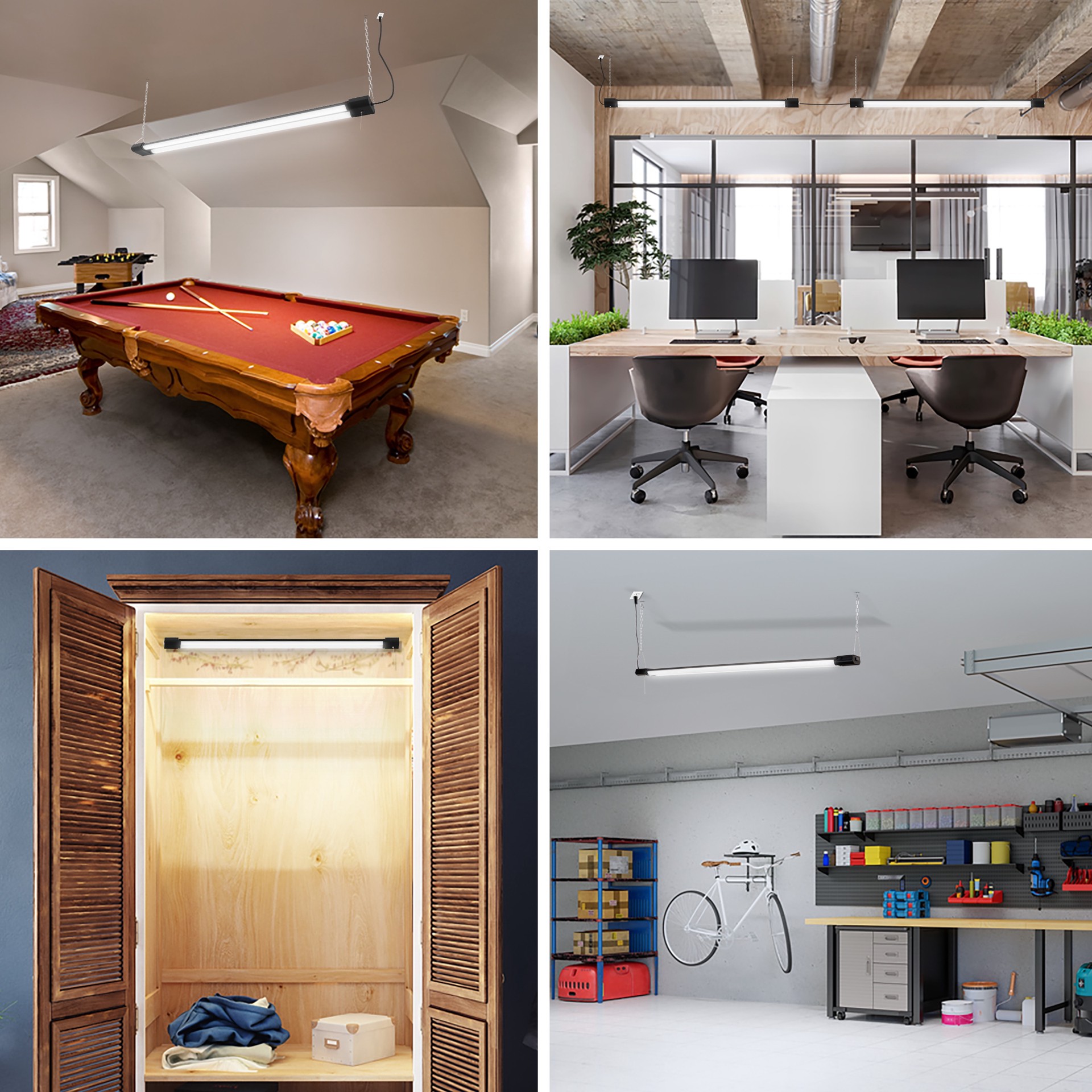 slide 5 of 6, Utilitech 4-ft 7000 Lumens Black LED Flush mount Garage Shop Light, 1 ct