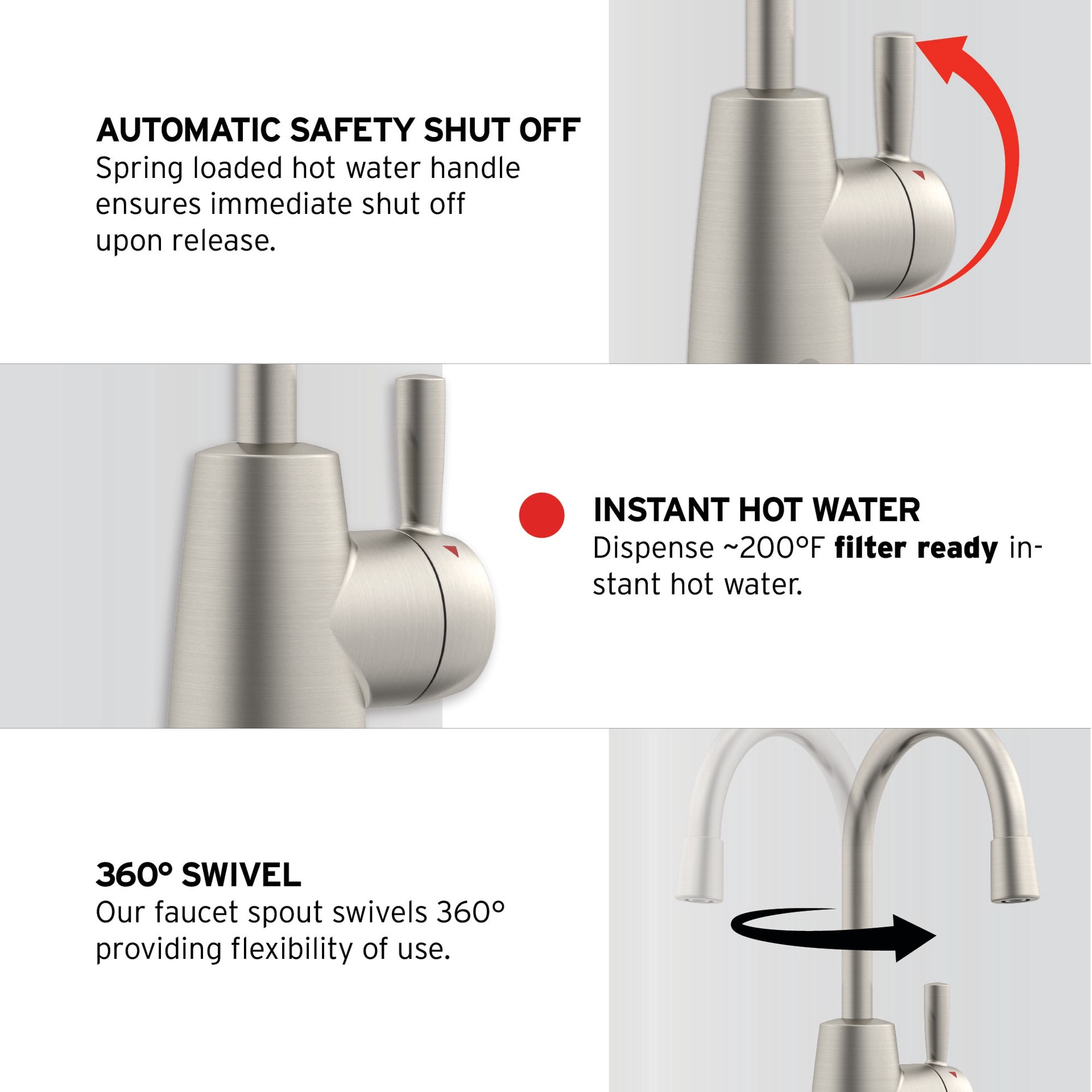 slide 3 of 6, InSinkErator Hot 250 Hot Only Satin Nickel Deck-mount Instant hot Water Dispenser with Tank, 1 ct