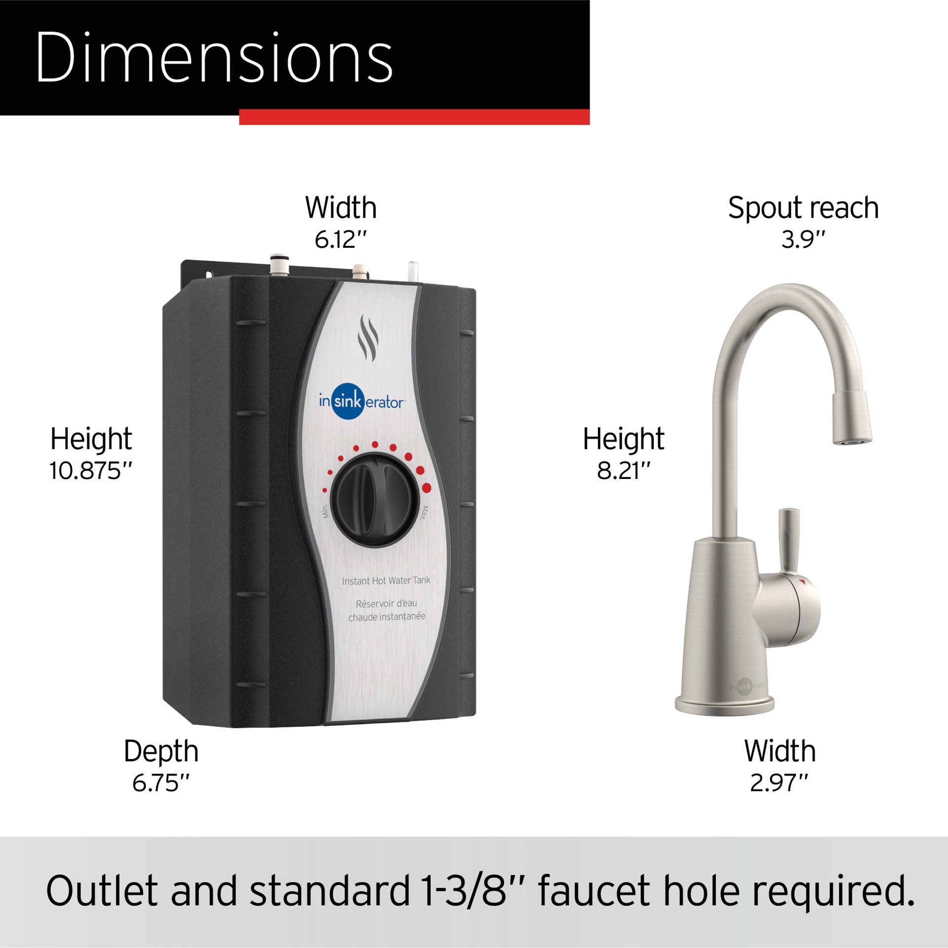 slide 6 of 6, InSinkErator Hot 250 Hot Only Satin Nickel Deck-mount Instant hot Water Dispenser with Tank, 1 ct
