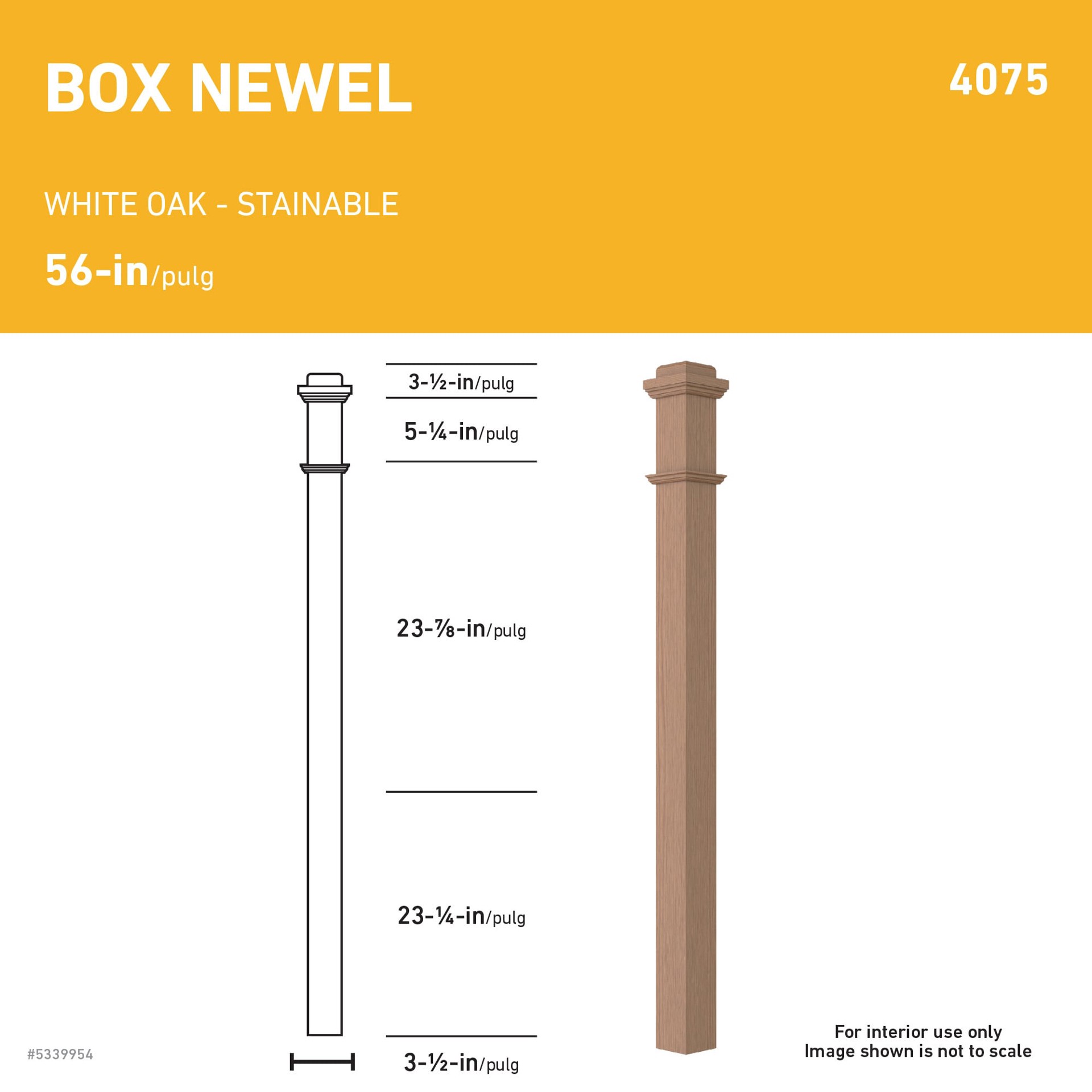 slide 3 of 4, L.J. Smith Stair Systems 56-in x 3.25-in Unfinished White oak Universal Stair Newel Post, 1 ct