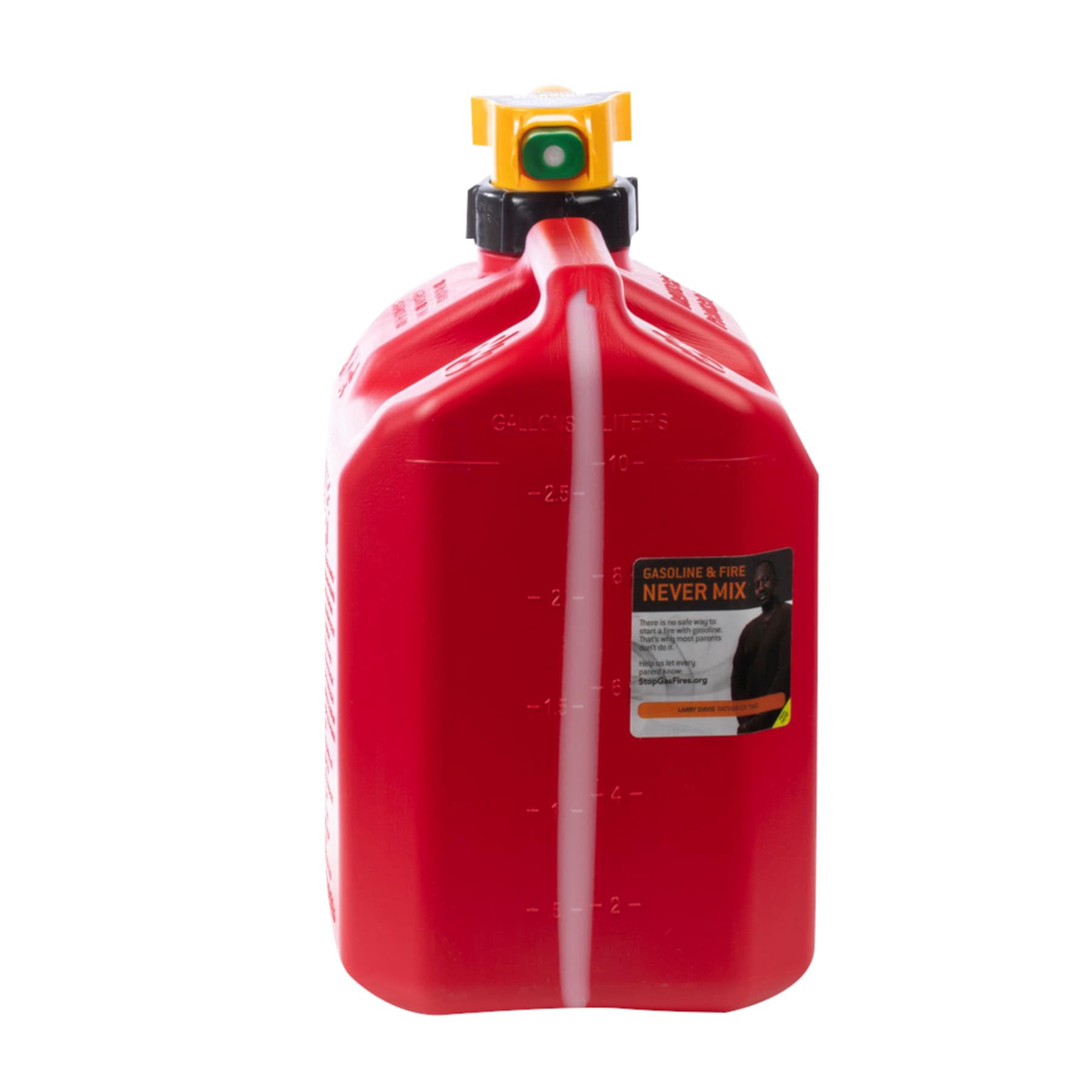 slide 4 of 4, No Spill 2.5-Gallon Plastic Gasoline Can, 1 ct