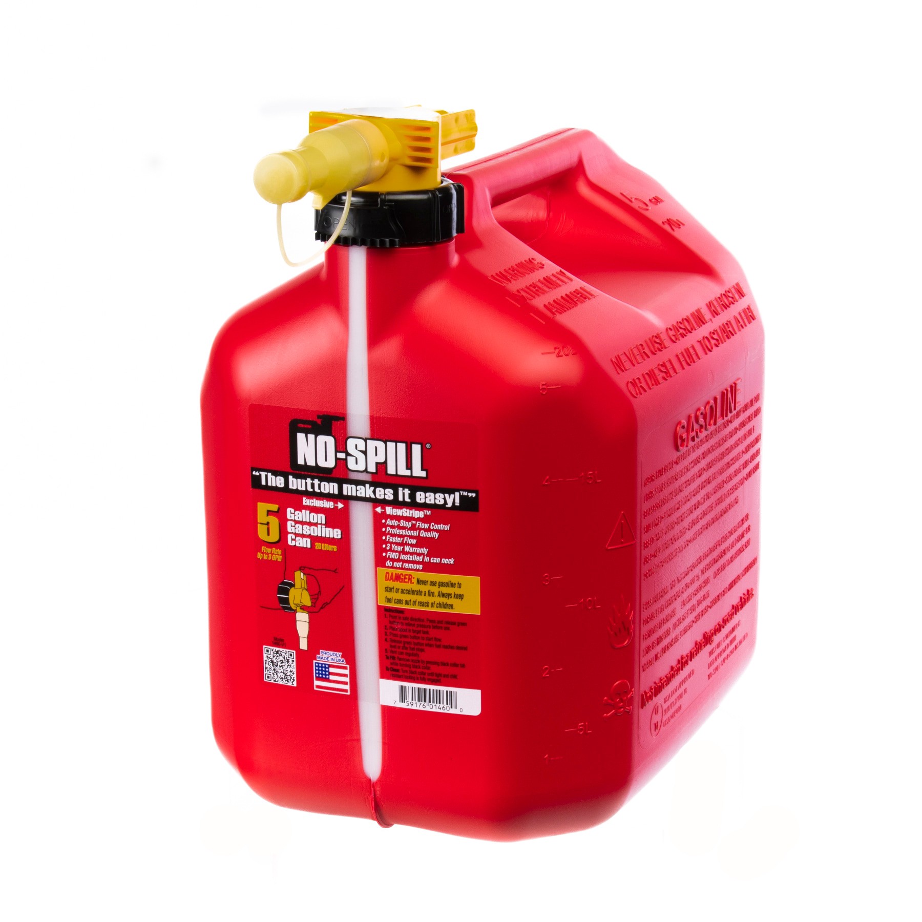 slide 2 of 4, No Spill 5-Gallon Plastic Gasoline Can, 1 ct