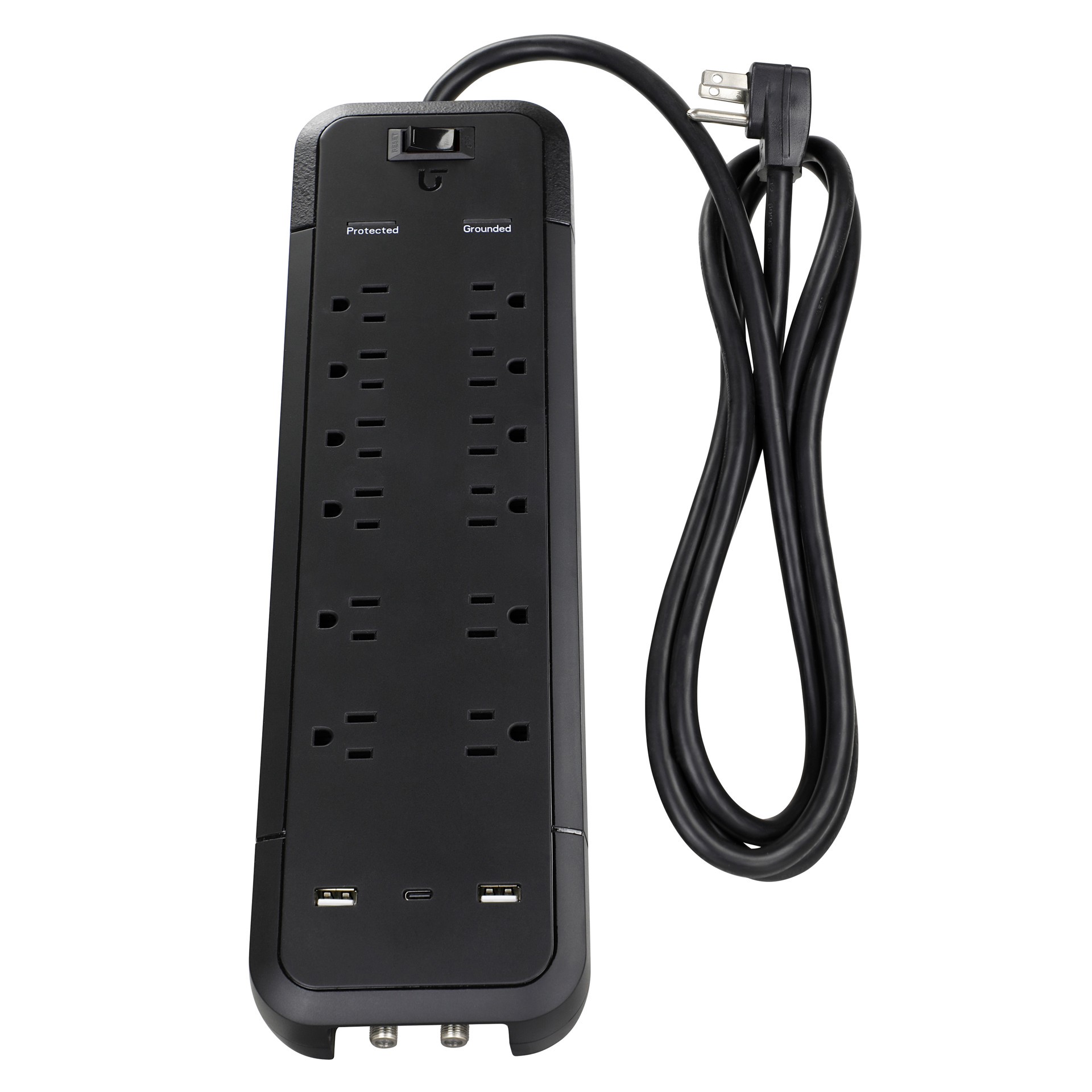 slide 2 of 5, Utilitech 6-ft Surge Protection 12 -Outlet 4000 Joules 1875 -Watts 1100VA Black Indoor USB AC Surge Protector, 1 ct