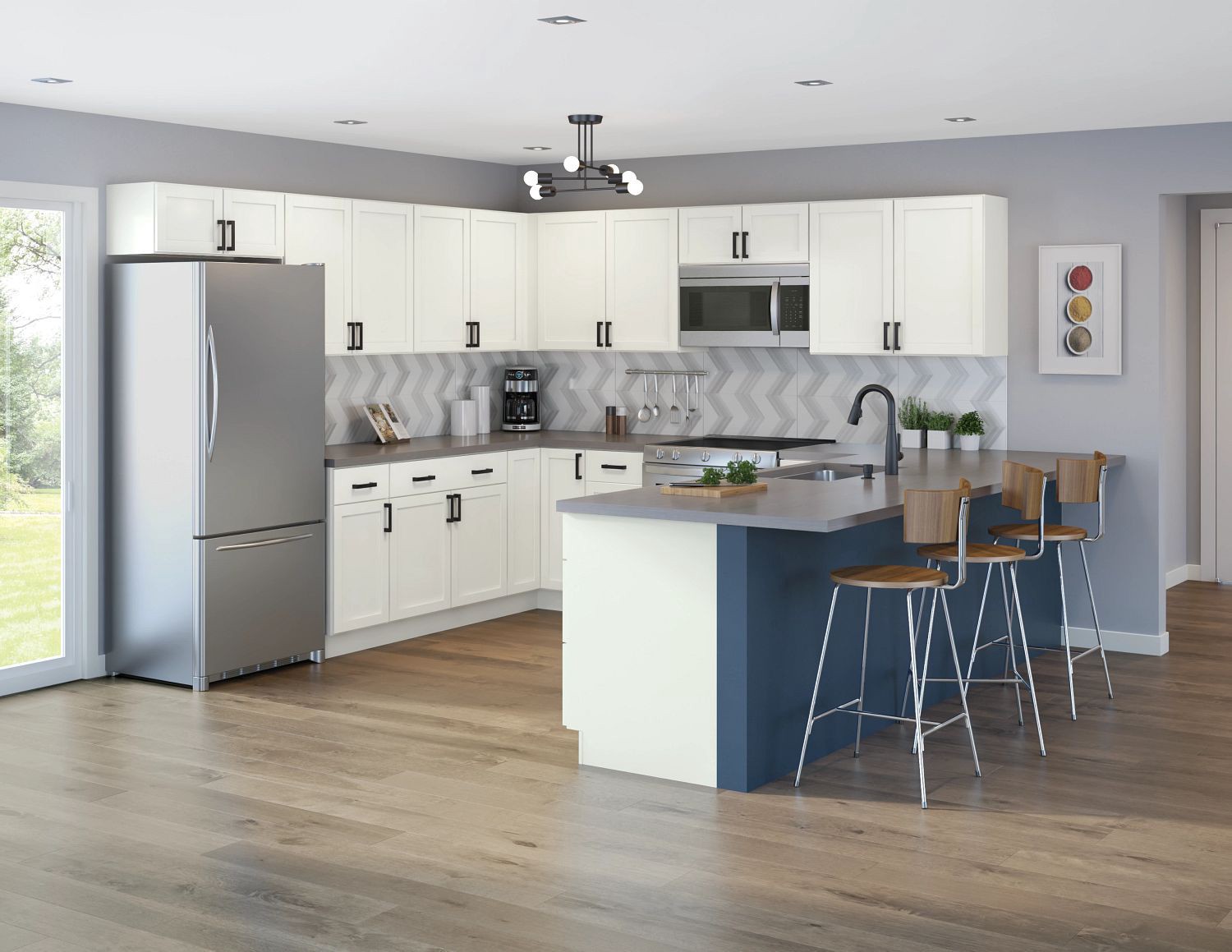 slide 5 of 6, Project Source Conway 36-in W x 12-in H x 12-in D White Wall Fully Assembled Cabinet Recessed Panel Shaker, 1 ct