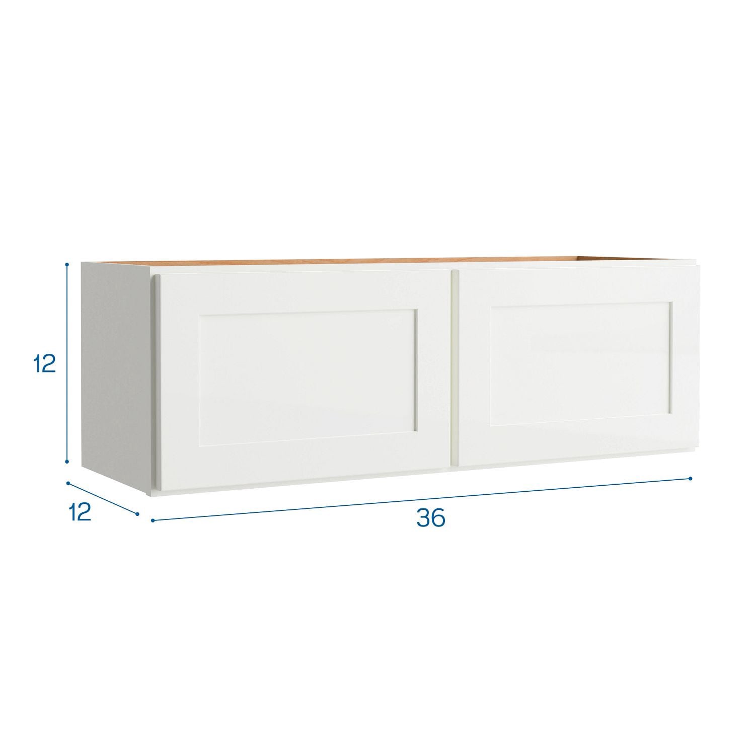 slide 6 of 6, Project Source Conway 36-in W x 12-in H x 12-in D White Wall Fully Assembled Cabinet Recessed Panel Shaker, 1 ct