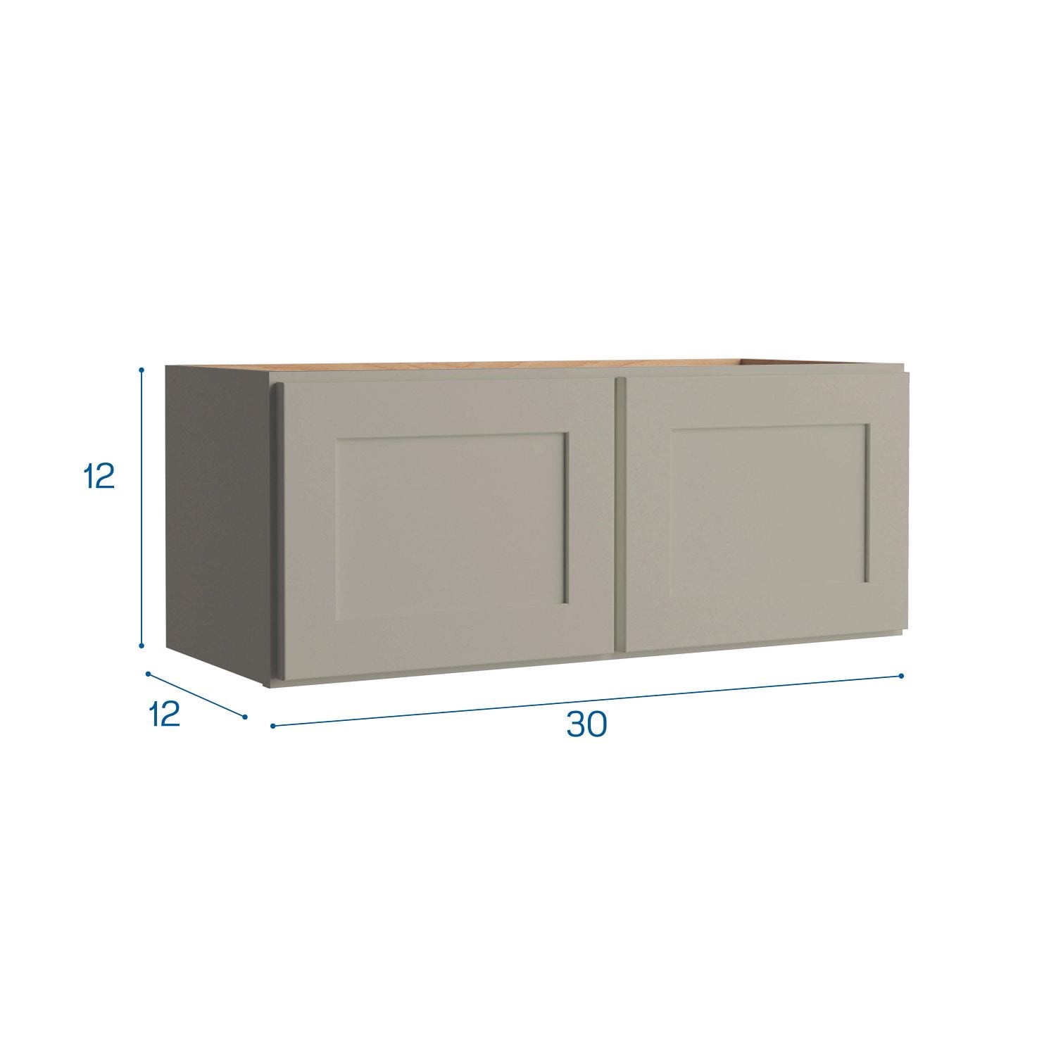 slide 6 of 6, Project Source Burlington 30-in W x 12-in H x 12-in D Gray Wall Fully Assembled Cabinet Recessed Panel Shaker, 1 ct