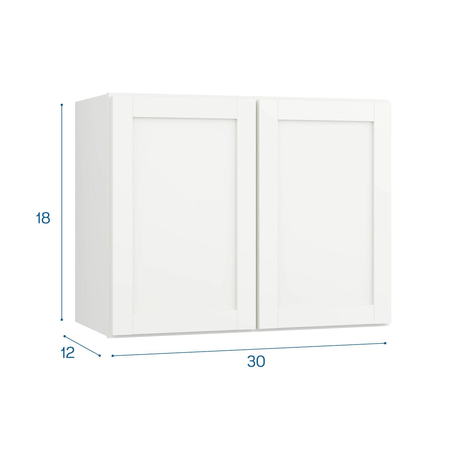 slide 6 of 6, Project Source Conway 30-in W x 18-in H x 12-in D White Wall Fully Assembled Cabinet Recessed Panel Shaker, 1 ct