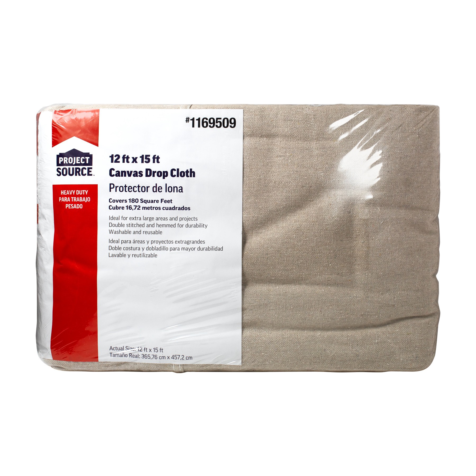 slide 2 of 6, Project Source 8oz Canvas 8-oz 12-ft x 15-ft Drop Cloth, 1 ct