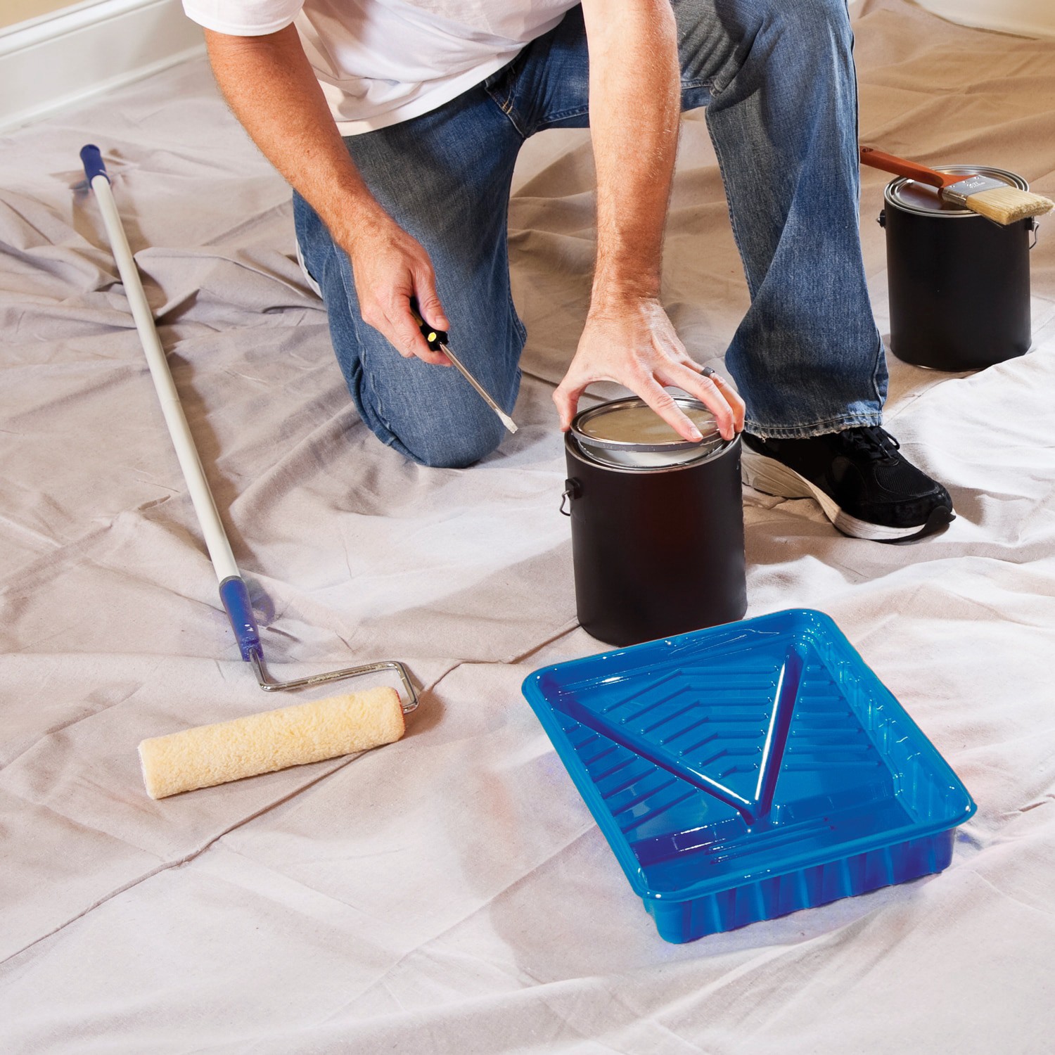 slide 5 of 6, Project Source 8oz Canvas 8-oz 12-ft x 15-ft Drop Cloth, 1 ct