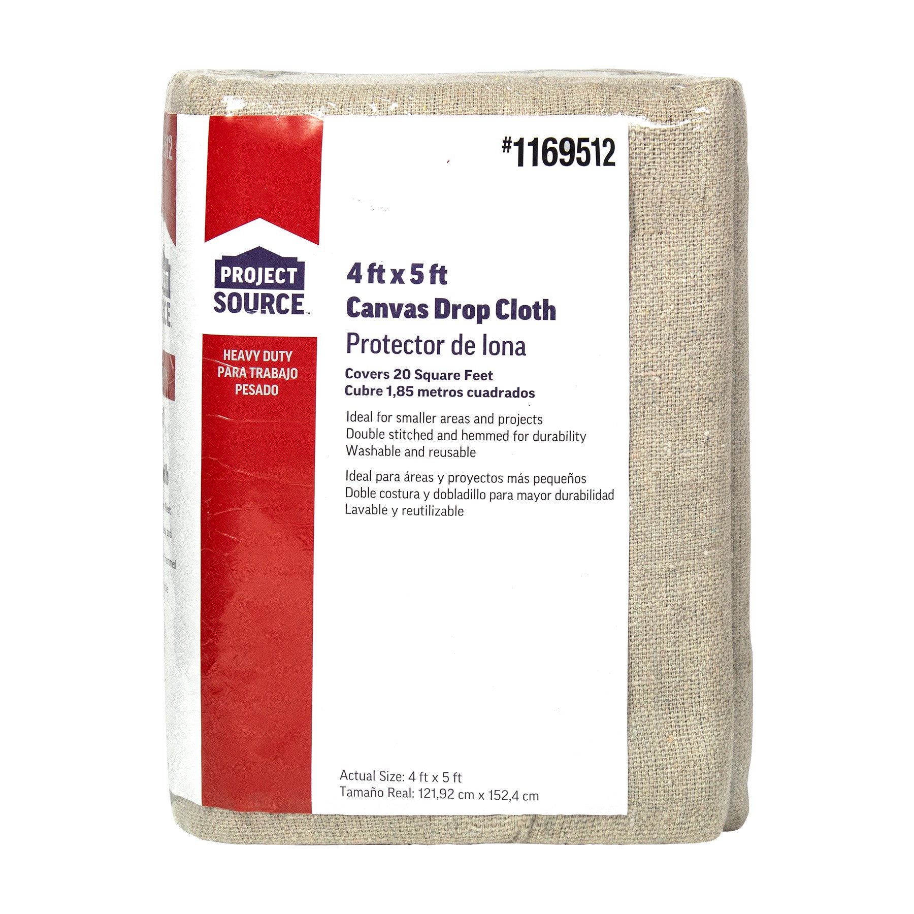 slide 2 of 6, Project Source 8oz Canvas 8-oz 5-ft x 4-ft Drop Cloth, 1 ct