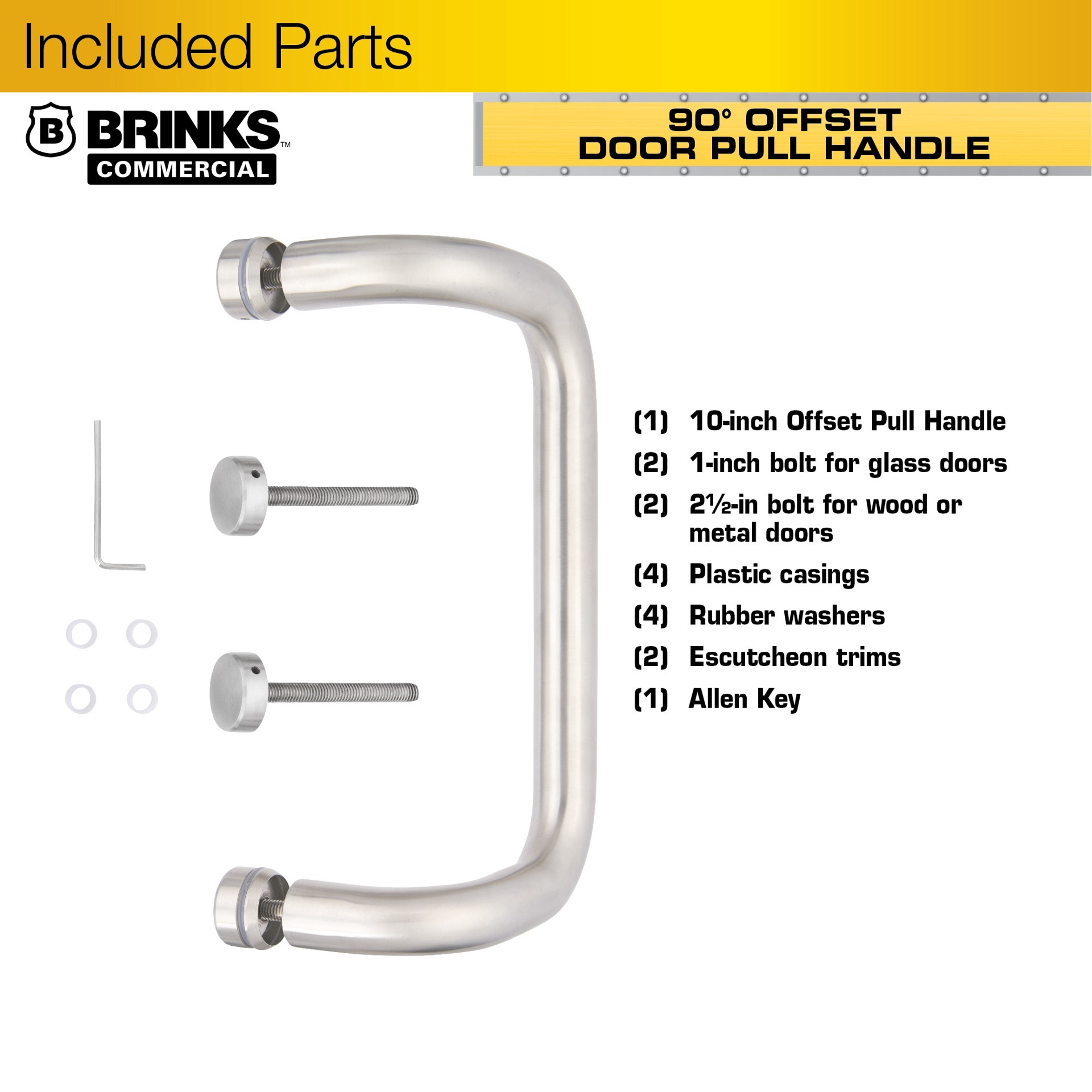 slide 4 of 6, BRINKS COMMERCIAL Commercial 10" Offset Door Pull Stainless Steel Steel Commercial, 1 ct