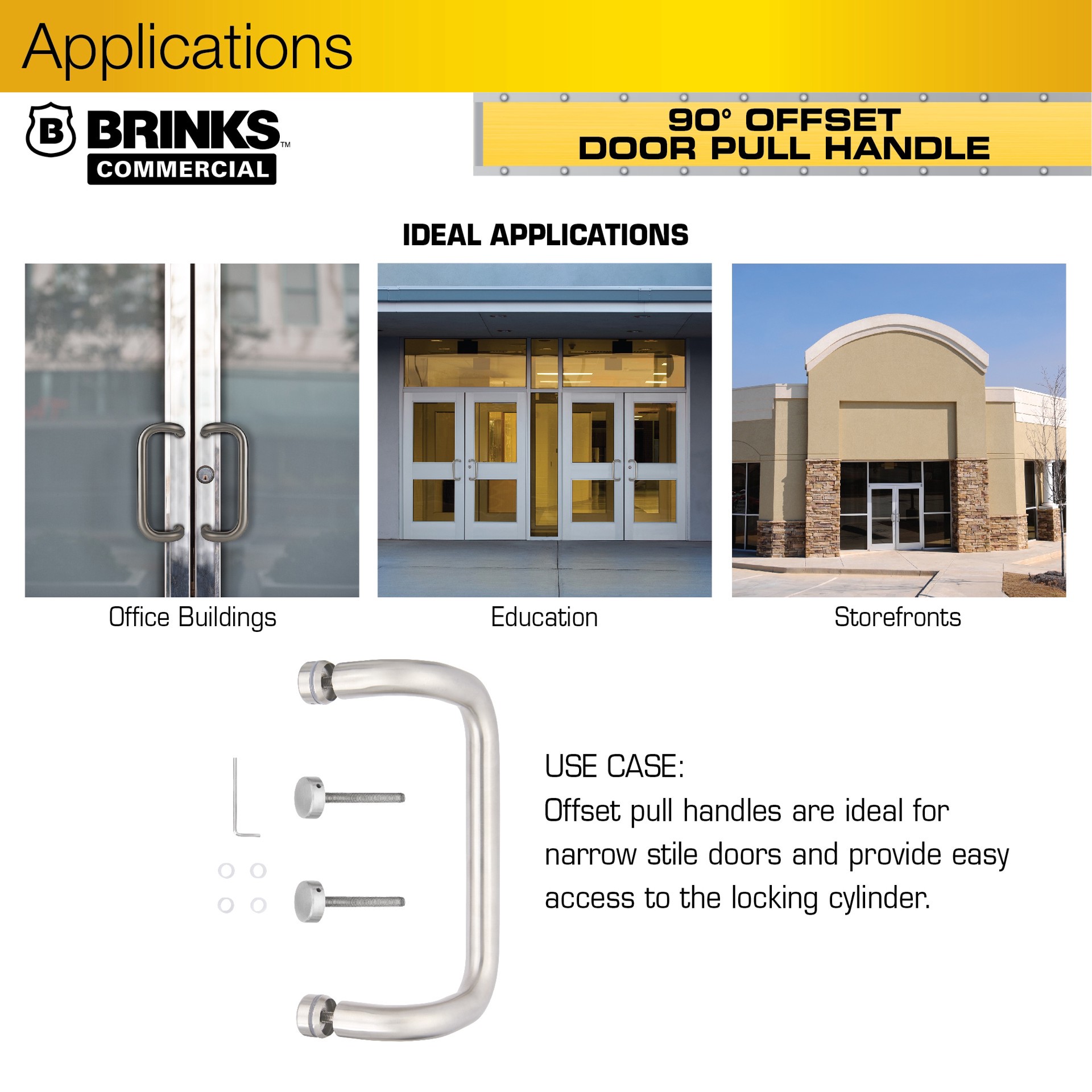 slide 6 of 6, BRINKS COMMERCIAL Commercial 10" Offset Door Pull Stainless Steel Steel Commercial, 1 ct