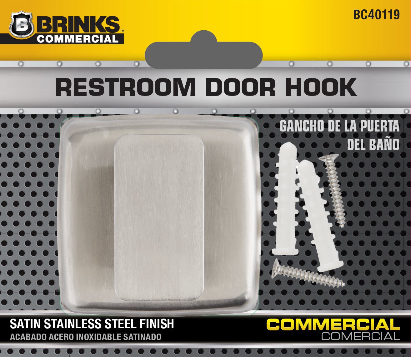 slide 2 of 6, BRINKS COMMERCIAL Commercial Satin Stainless Steel Screw Storage/Utility Hook (125-lb Capacity), 1 ct