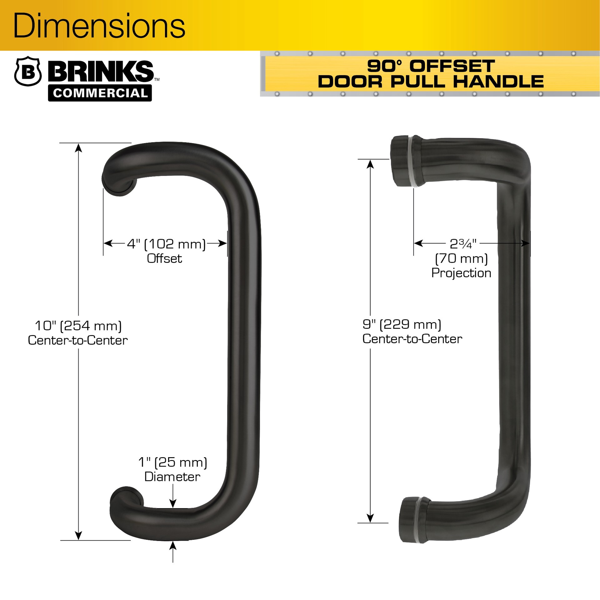 slide 3 of 6, BRINKS COMMERCIAL Industrial Duty Pull Handle 10-in Matte Black Interior/Exterior Passage Door Handle, 1 ct