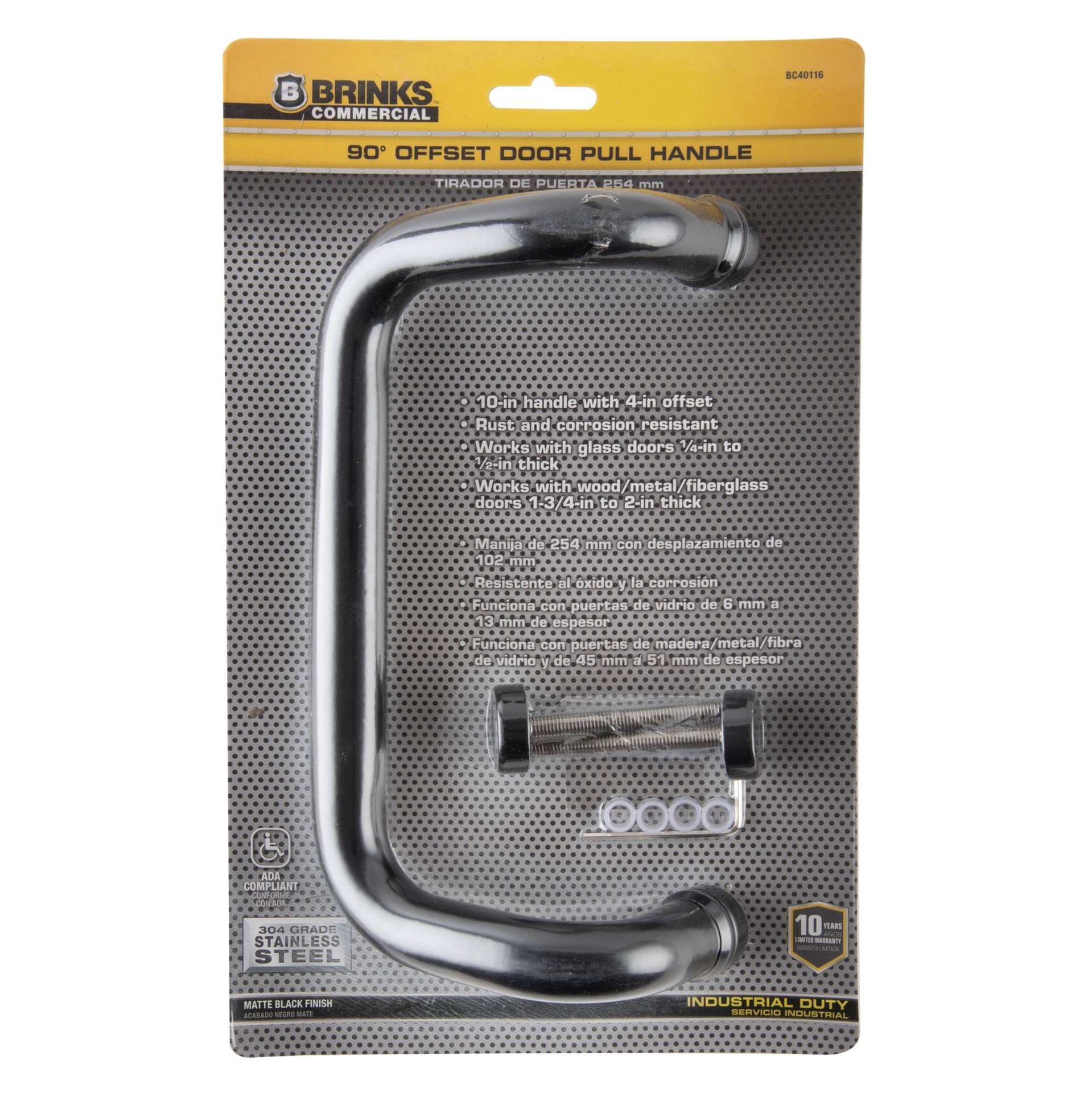 slide 1 of 6, BRINKS COMMERCIAL Industrial Duty Pull Handle 10-in Matte Black Interior/Exterior Passage Door Handle, 1 ct