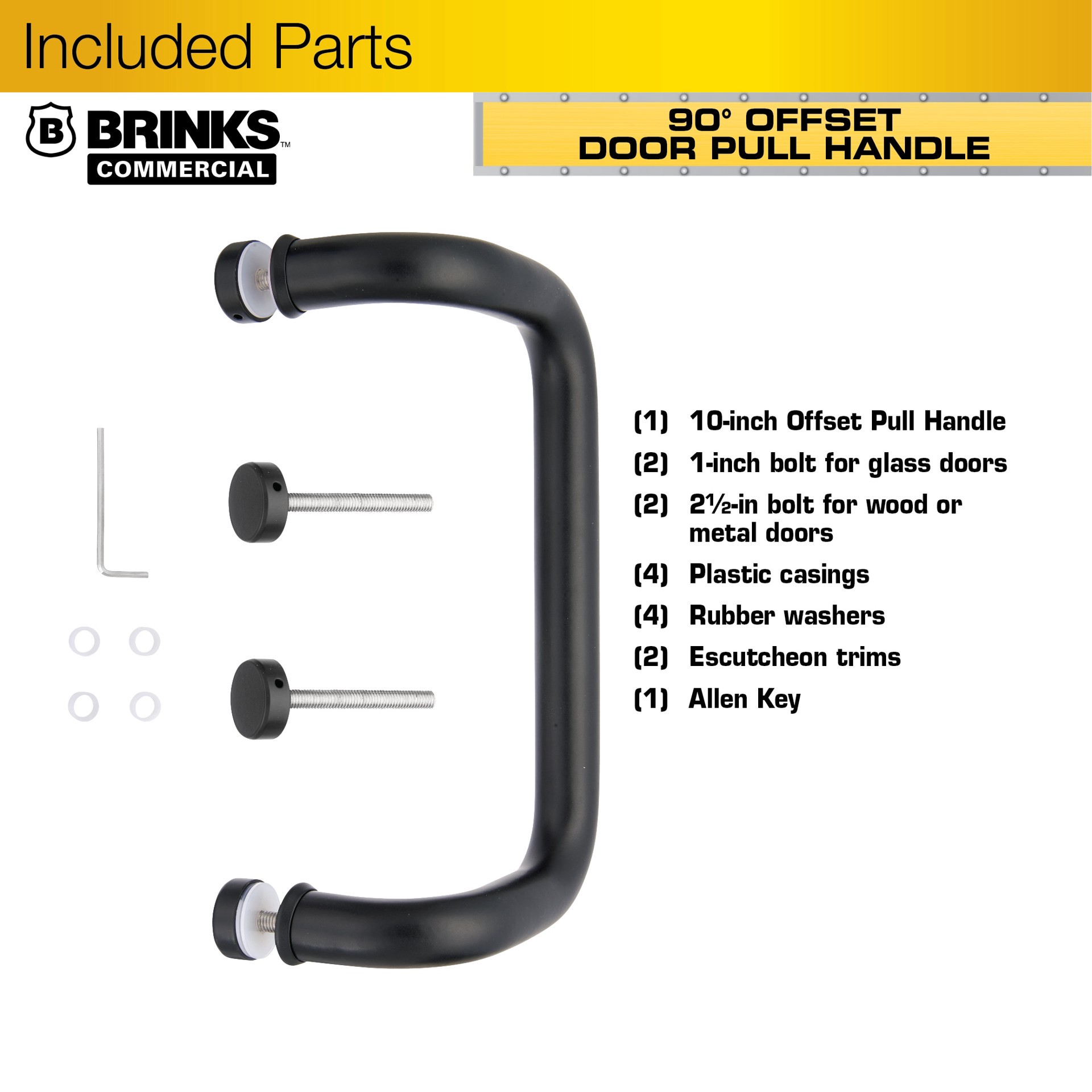 slide 4 of 6, BRINKS COMMERCIAL Industrial Duty Pull Handle 10-in Matte Black Interior/Exterior Passage Door Handle, 1 ct