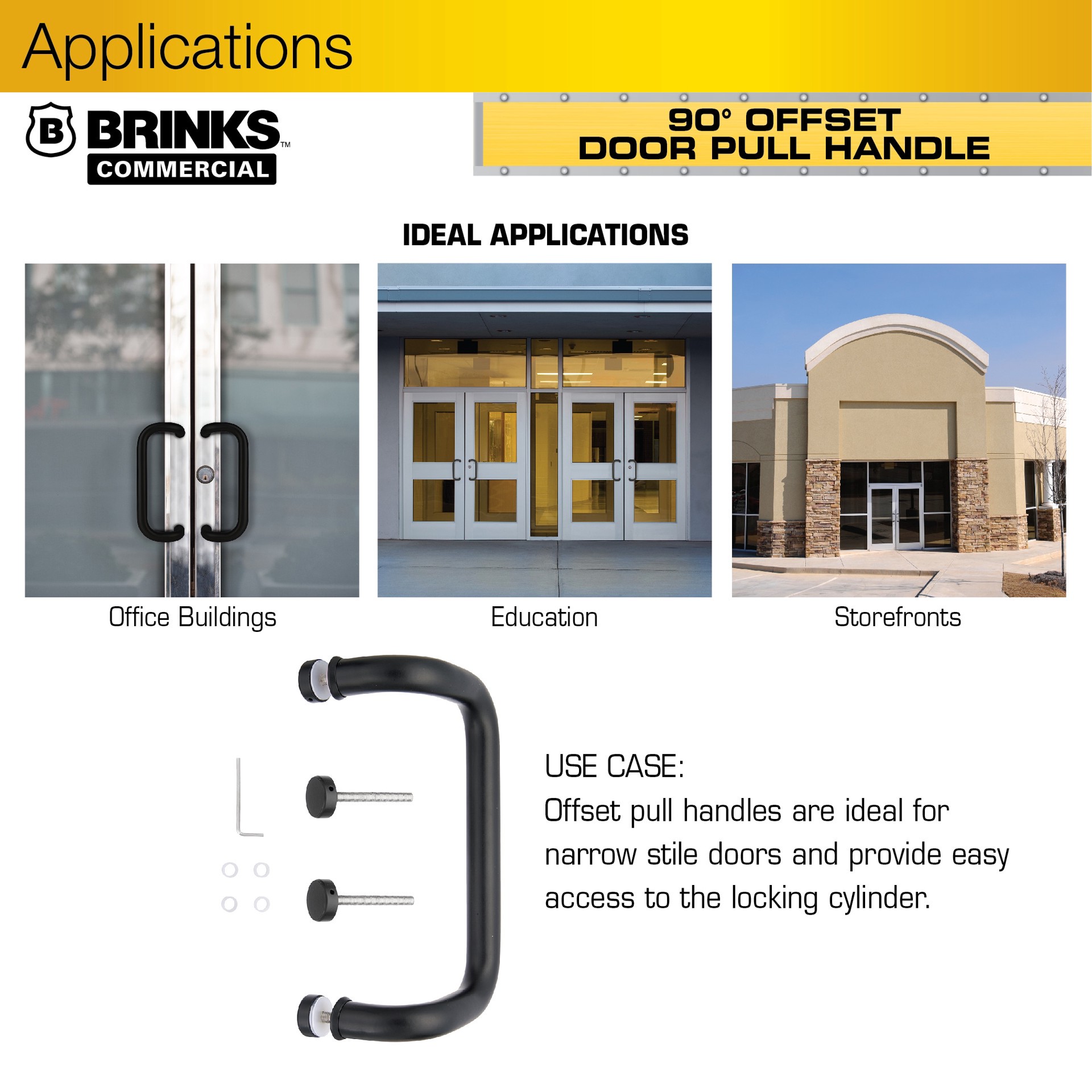 slide 6 of 6, BRINKS COMMERCIAL Industrial Duty Pull Handle 10-in Matte Black Interior/Exterior Passage Door Handle, 1 ct