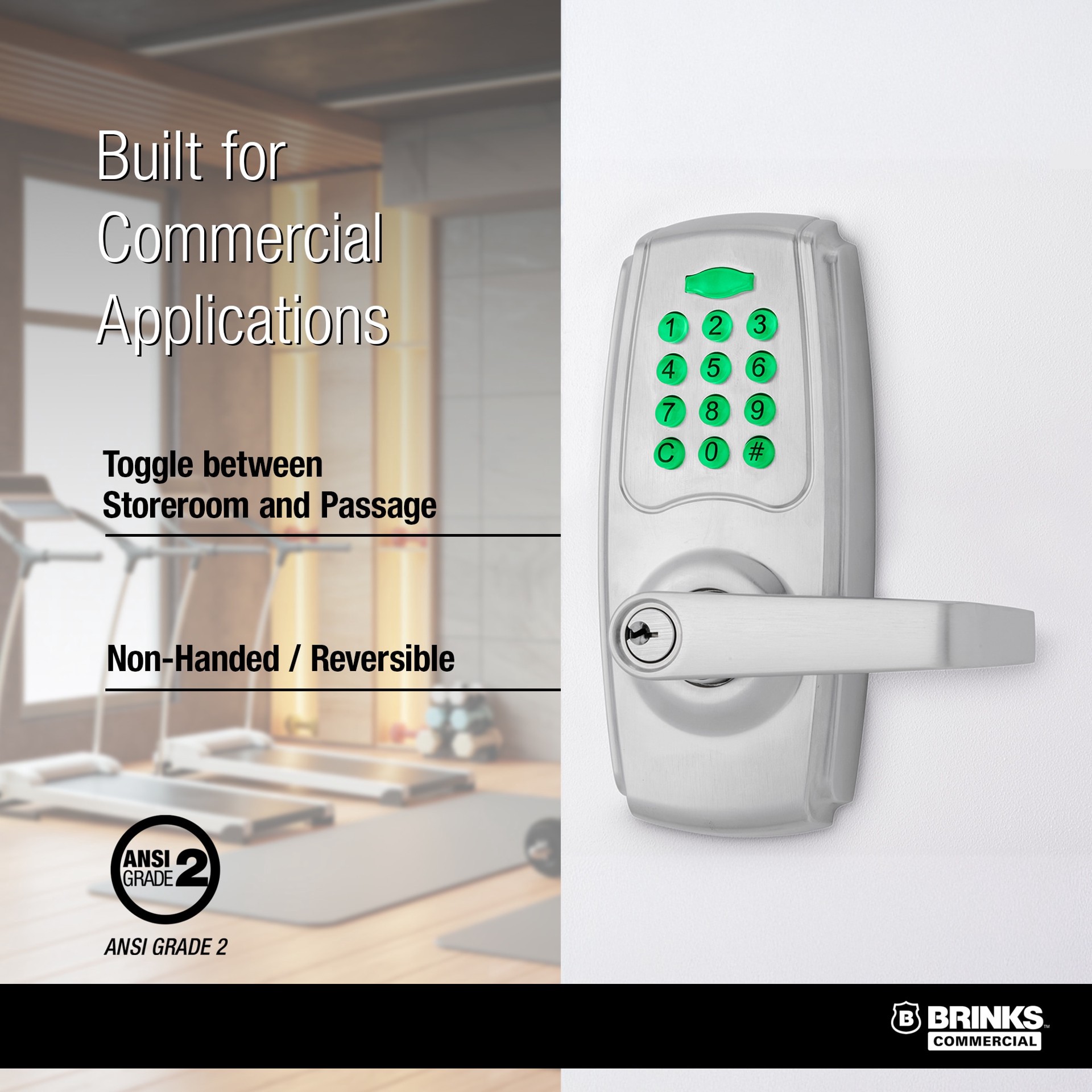 slide 3 of 6, BRINKS COMMERCIAL Keyless Entry Door Lock Satin Chrome Keypad Electronic Handle Lock, 1 ct