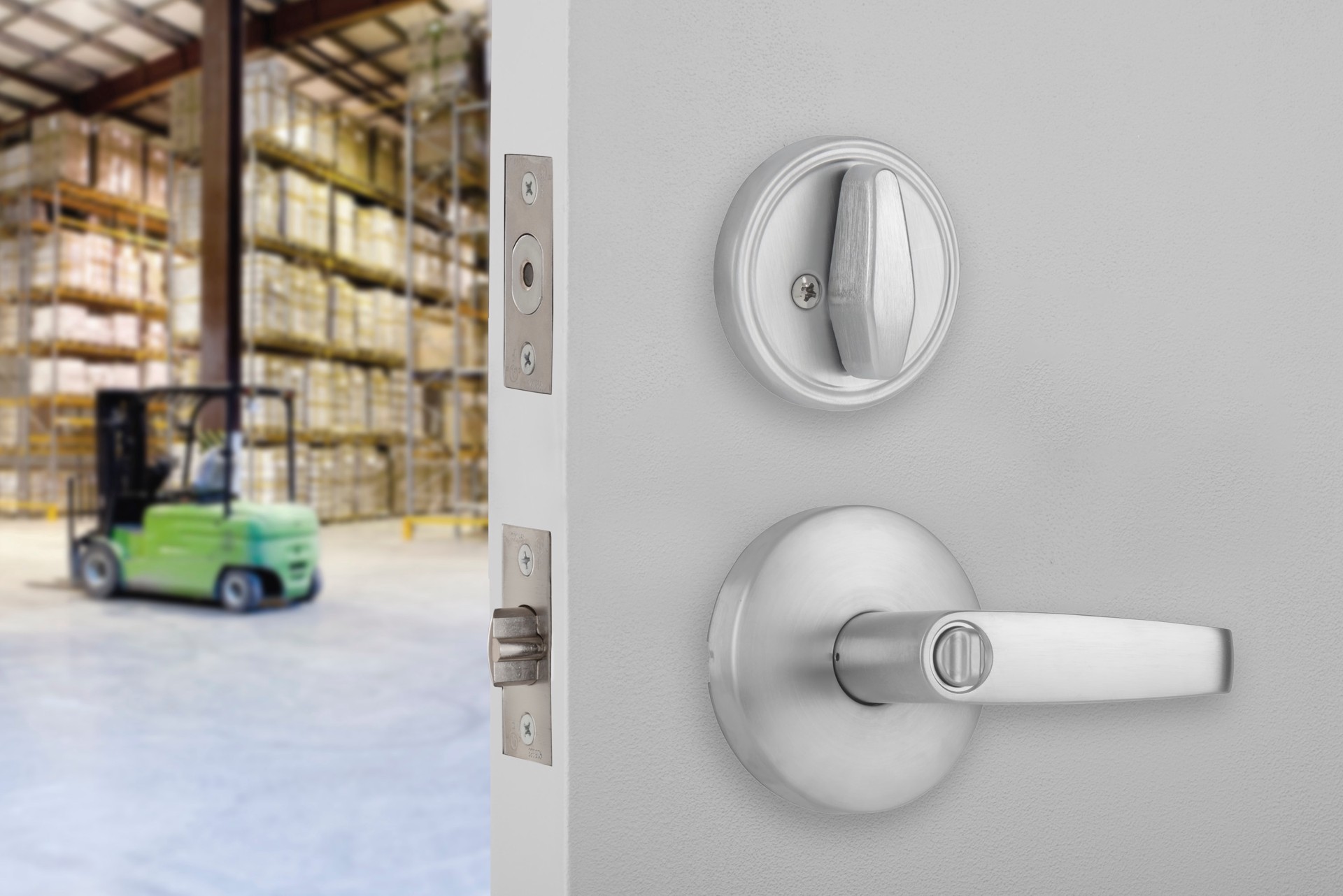 slide 6 of 6, BRINKS COMMERCIAL Heavy Duty Commercial Lever Satin Chrome Single-Cylinder Exterior Keyed Entry Door Handle Combo Pack 2 -Pack, 1 ct