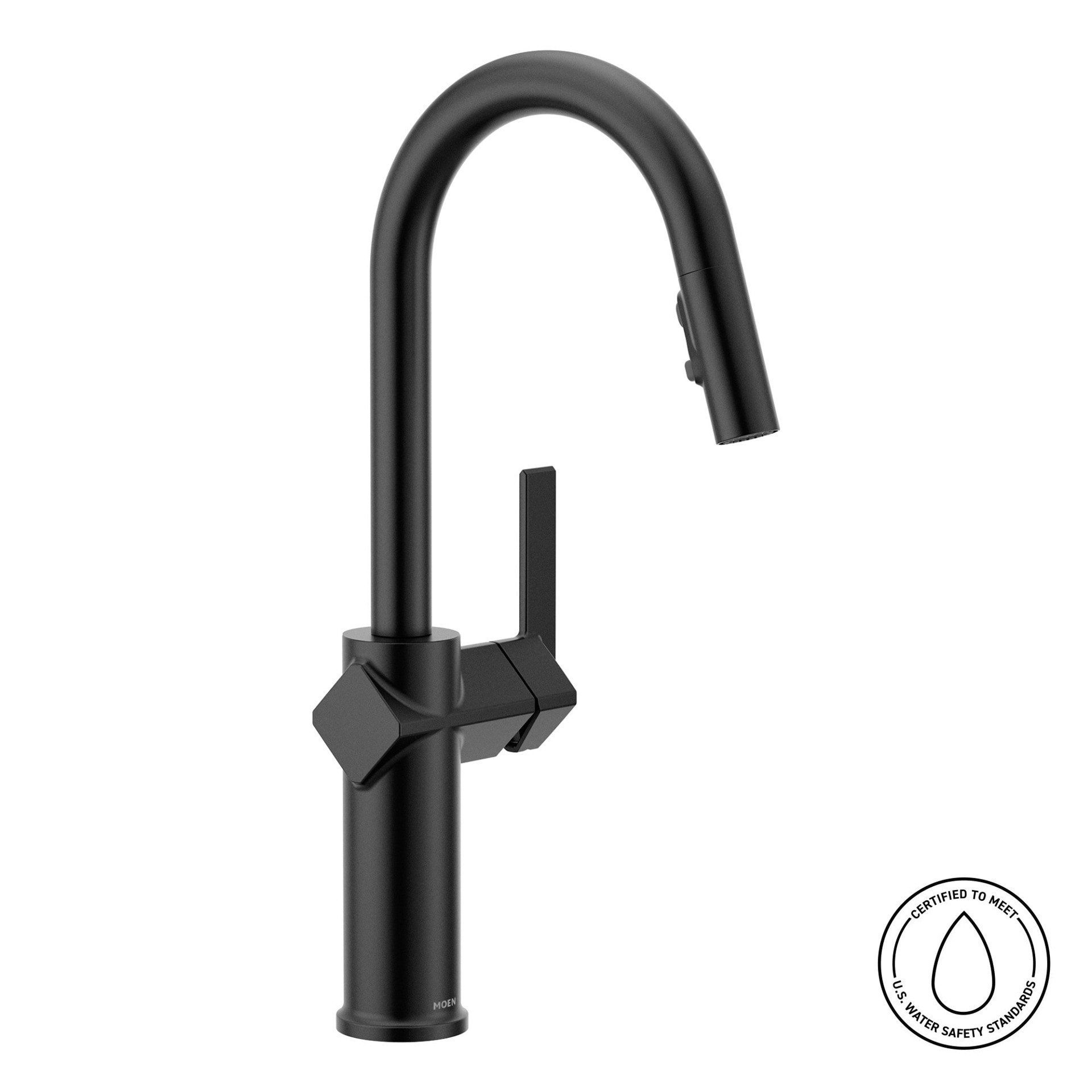 slide 2 of 6, Moen Joric Matte Black Single Handle Deck-mount Pull-down Kitchen Faucet with Sprayer (Includes Deck Plate), 1 ct