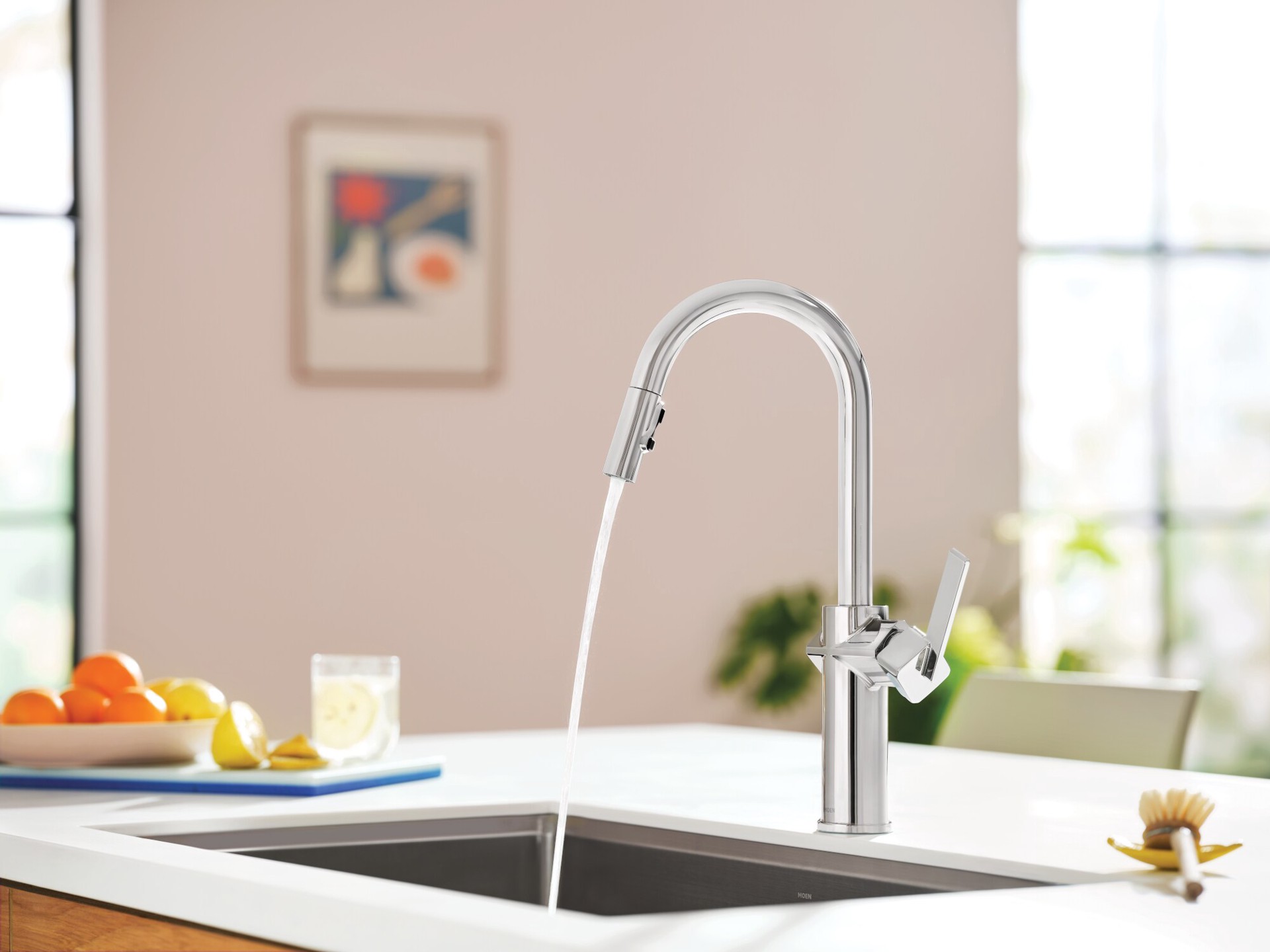 slide 6 of 6, Moen Joric Chrome Single Handle Deck-mount Pull-down Kitchen Faucet with Sprayer (Includes Deck Plate), 1 ct