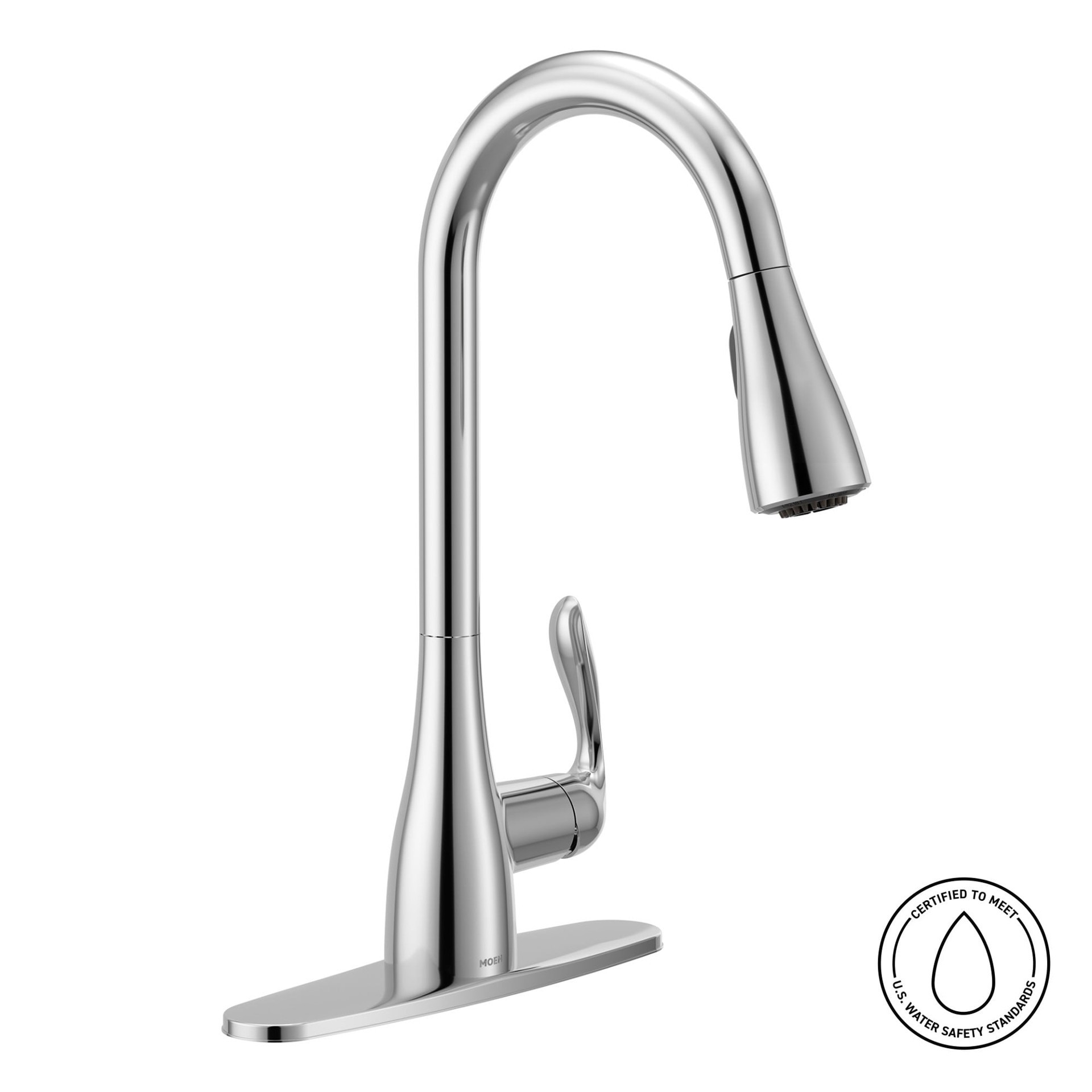 slide 2 of 6, Moen Georgene Chrome Single Handle Deck-mount Pull-down Kitchen Faucet with Sprayer (Includes Deck Plate), 1 ct