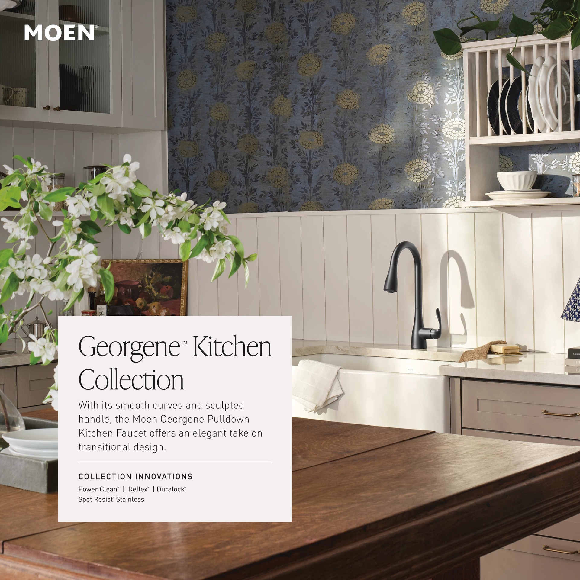 slide 5 of 6, Moen Georgene Chrome Single Handle Deck-mount Pull-down Kitchen Faucet with Sprayer (Includes Deck Plate), 1 ct