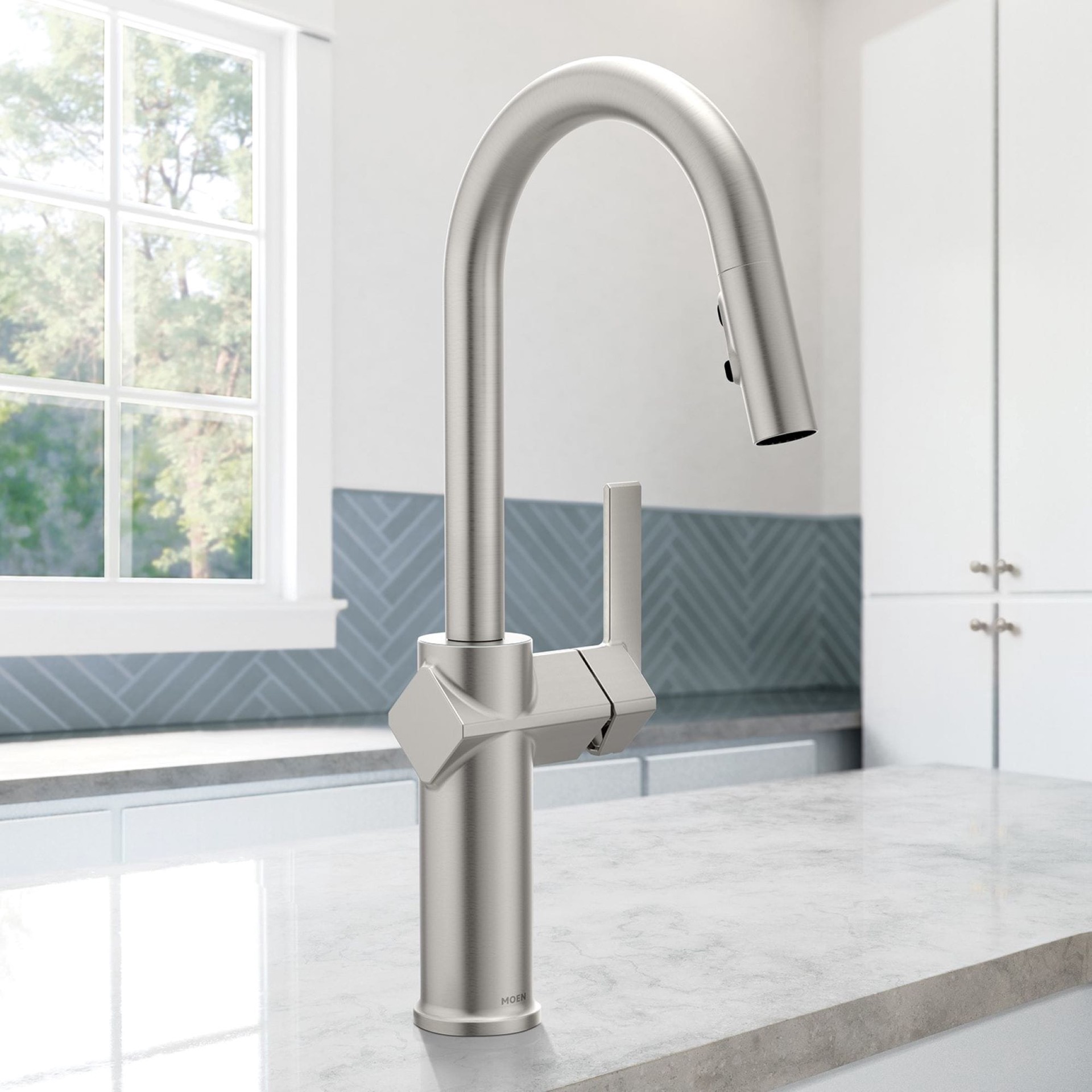 slide 1 of 6, Moen Joric Spot Resist Stainless Single Handle Deck-mount Pull-down Kitchen Faucet with Sprayer (Includes Deck Plate), 1 ct