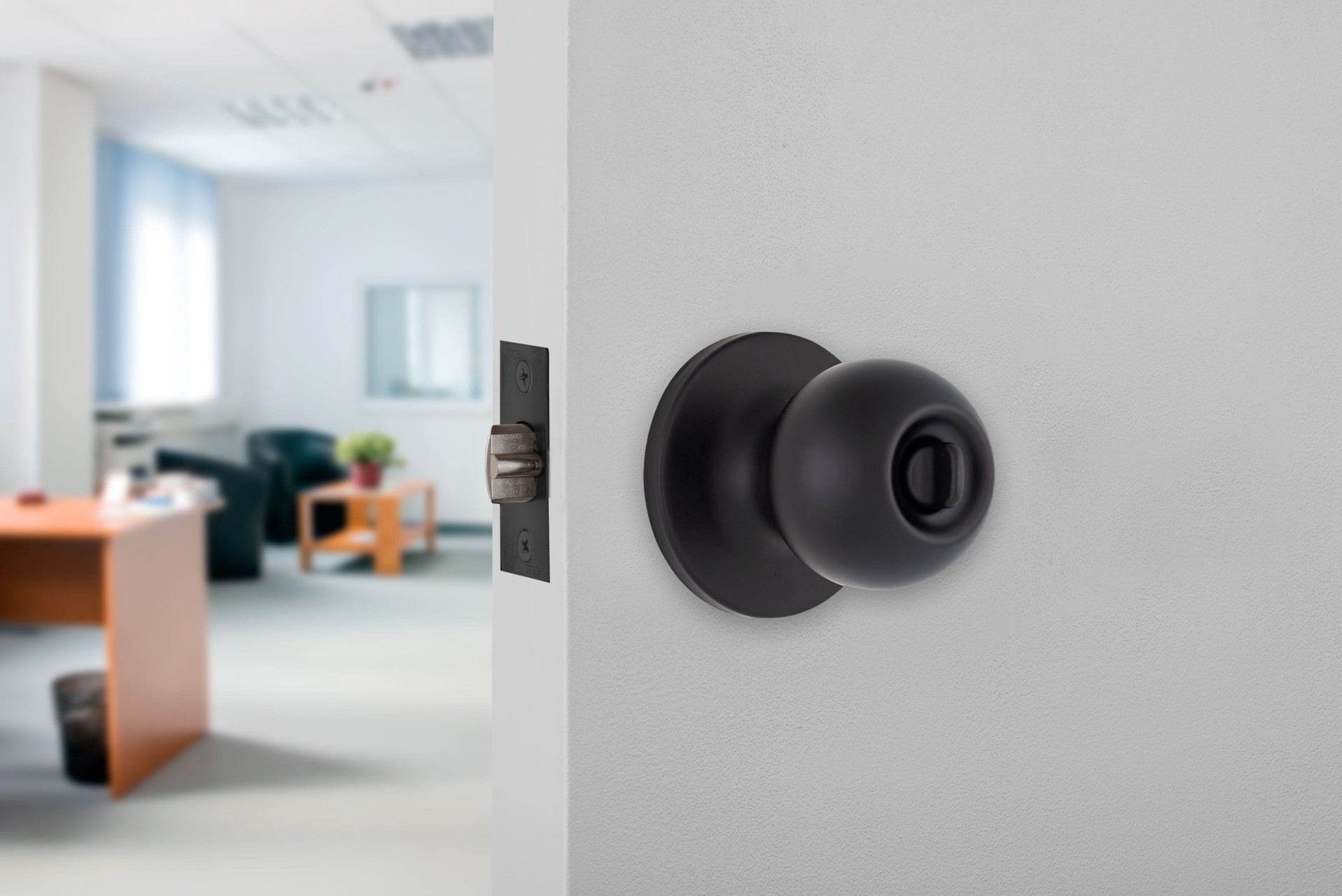slide 6 of 6, BRINKS COMMERCIAL Light Duty Commercial Knob Matte Black Interior or Exterior Keyed Entry Door Knob, 1 ct