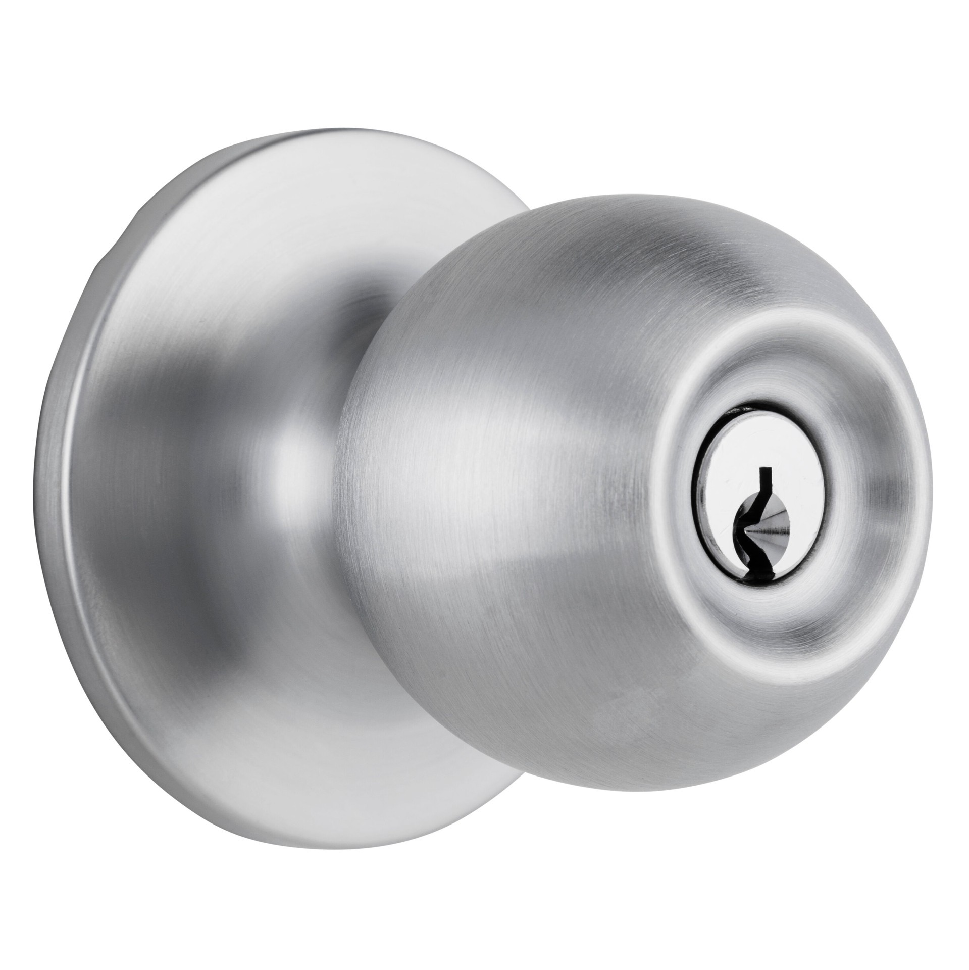 slide 3 of 6, BRINKS COMMERCIAL Light Duty Commercial Knob Satin Chrome Interior or Exterior Keyed Entry Door Knob, 1 ct