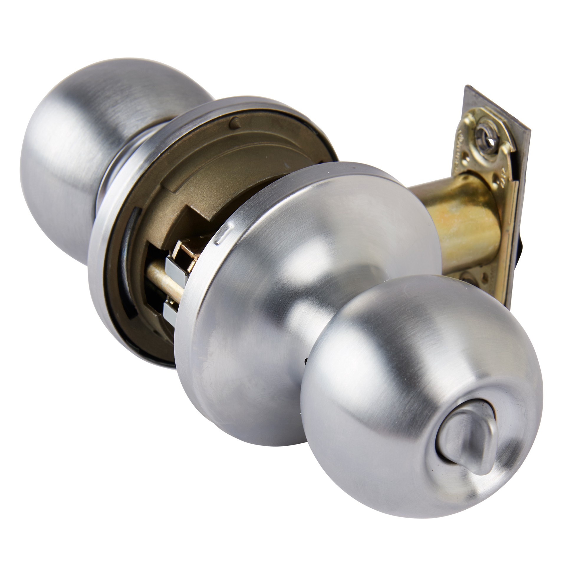 slide 4 of 6, BRINKS COMMERCIAL Light Duty Commercial Knob Satin Chrome Interior or Exterior Keyed Entry Door Knob, 1 ct