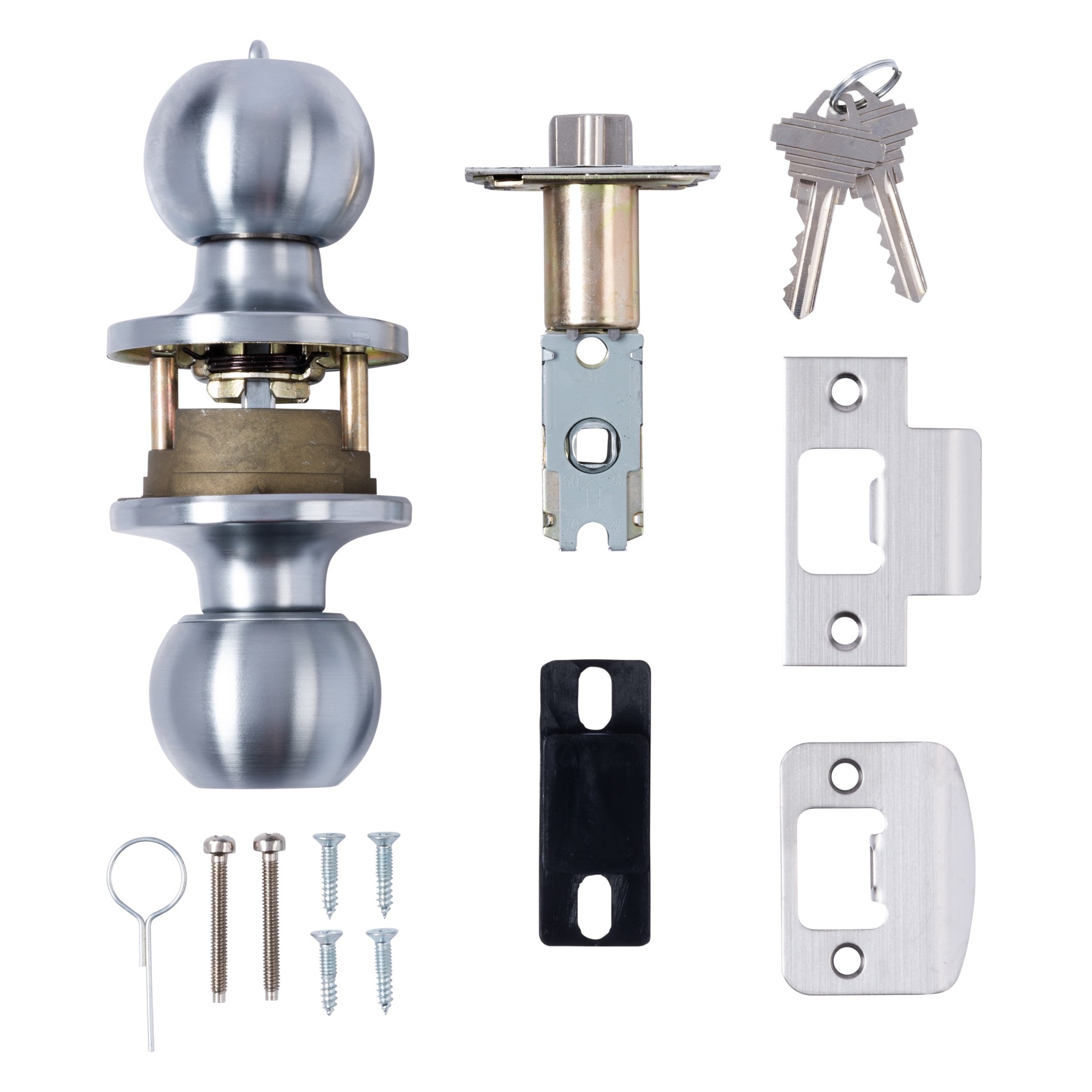 slide 5 of 6, BRINKS COMMERCIAL Light Duty Commercial Knob Satin Chrome Interior or Exterior Keyed Entry Door Knob, 1 ct