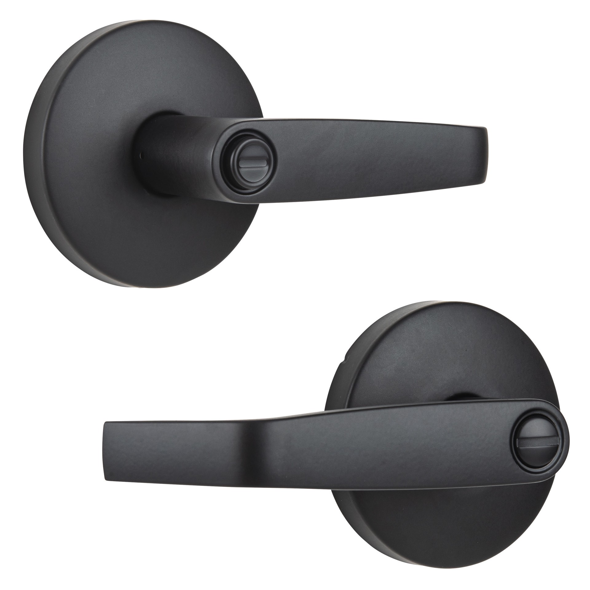 slide 2 of 6, BRINKS COMMERCIAL Heavy Duty Commercial Lever Matte Black Interior Bed/Bath Privacy Door Handle, 1 ct