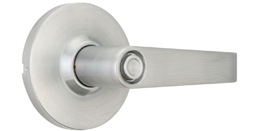 slide 2 of 6, BRINKS COMMERCIAL Heavy Duty Commercial Lever Satin Chrome Interior Bed/Bath Privacy Door Handle, 1 ct