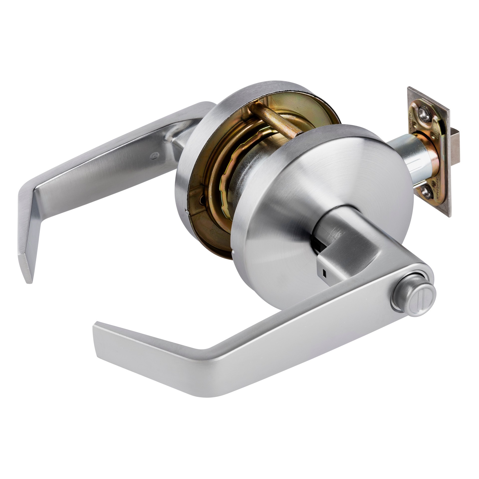 slide 3 of 6, BRINKS COMMERCIAL Heavy Duty Commercial Lever Satin Chrome Interior Bed/Bath Privacy Door Handle, 1 ct