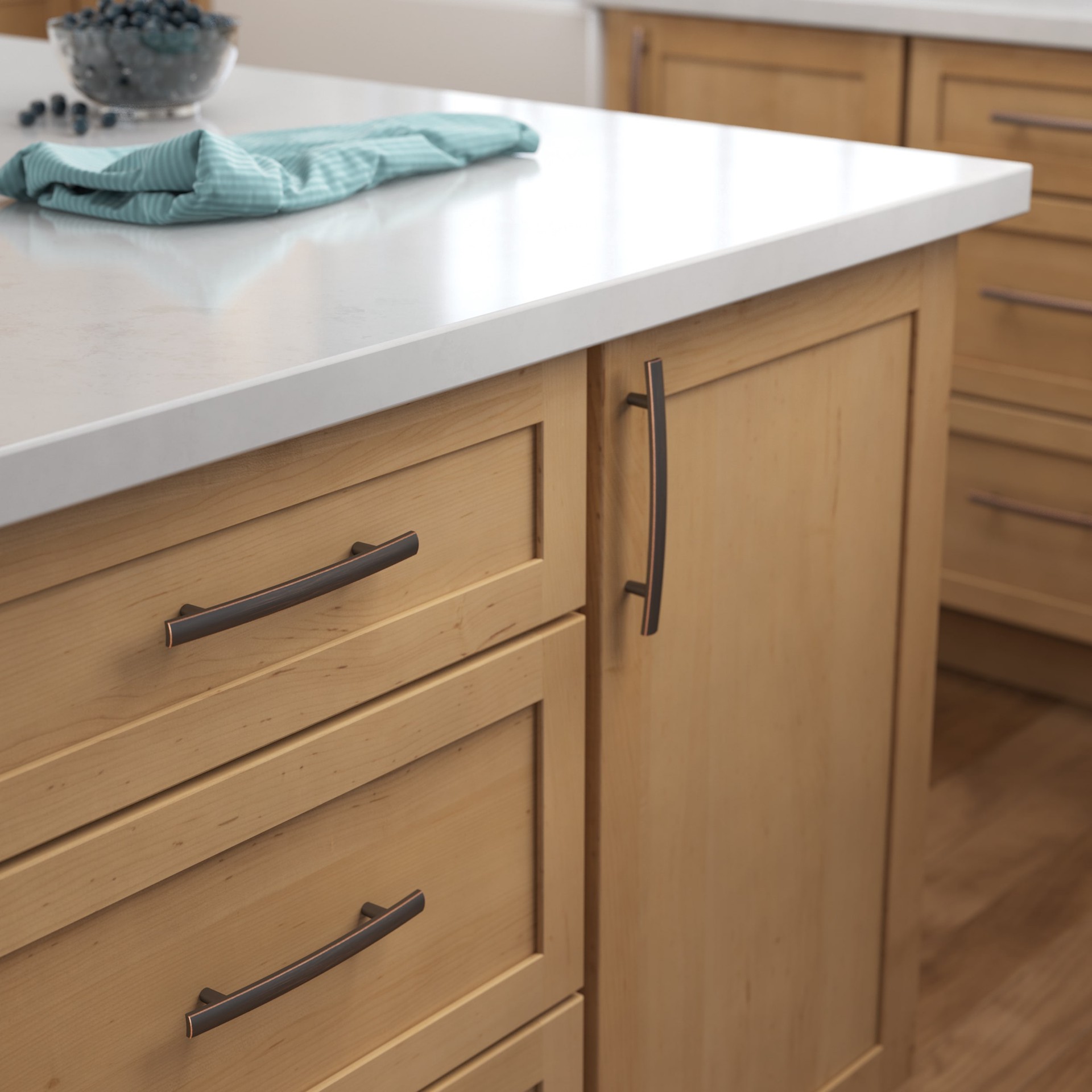 slide 2 of 6, allen + roth Amelia 5-1/16-in , 128mm Center to Center Bronze with Copper Highlights Arch Bar Drawer Pull, 1 ct