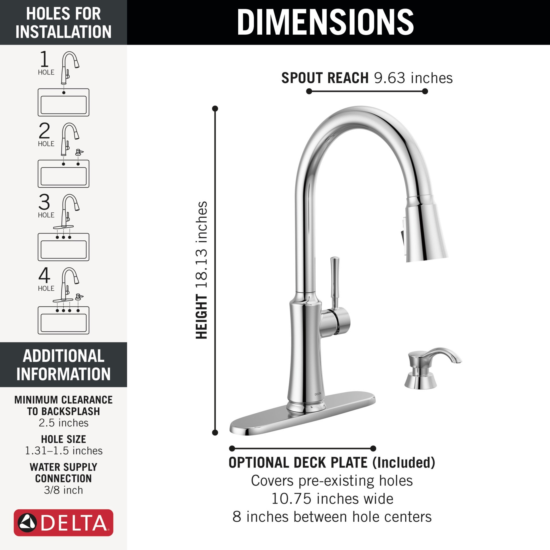 slide 4 of 6, Delta Chalet Chrome Single Handle Deck-mount Pull-down Kitchen Faucet with Sprayer (Includes Deck Plate) (Includes Soap Dispenser), 1 ct
