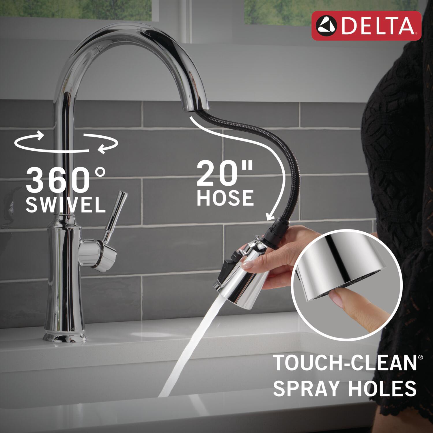 slide 6 of 6, Delta Chalet Chrome Single Handle Deck-mount Pull-down Kitchen Faucet with Sprayer (Includes Deck Plate) (Includes Soap Dispenser), 1 ct