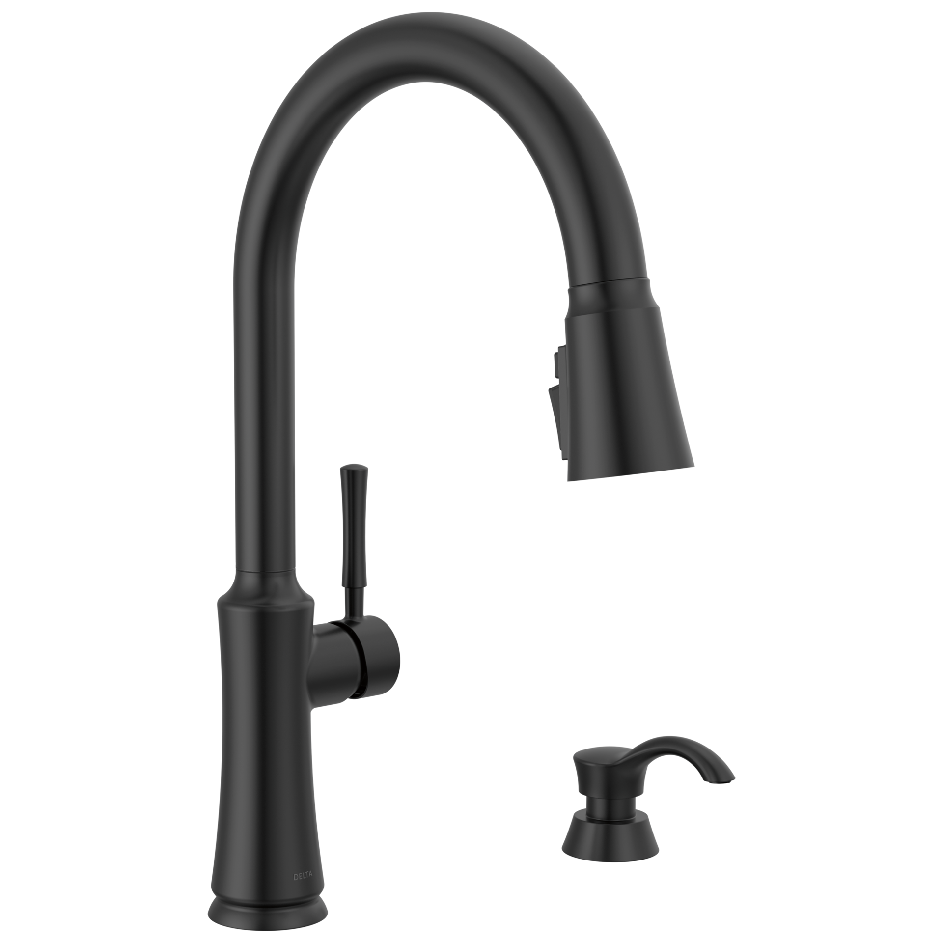 slide 2 of 6, Delta Chalet Black Single Handle Deck-mount Pull-down Kitchen Faucet with Sprayer (Includes Deck Plate) (Includes Soap Dispenser), 1 ct