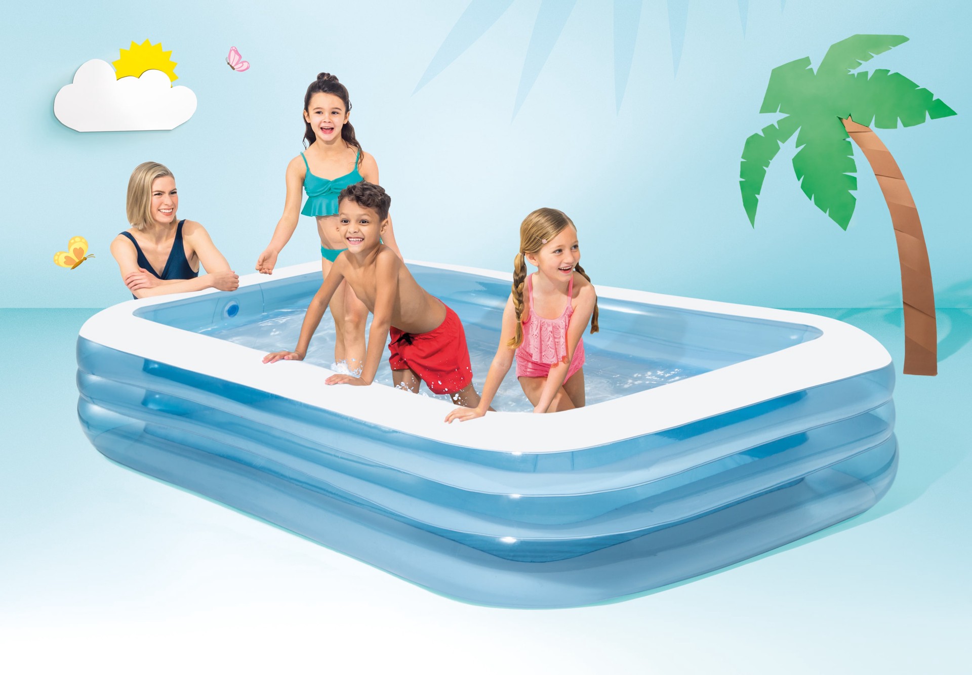 slide 2 of 3, Intex Family Pool 120-in L x 72-in W Blue Rectangle Kiddie Pool, 1 ct