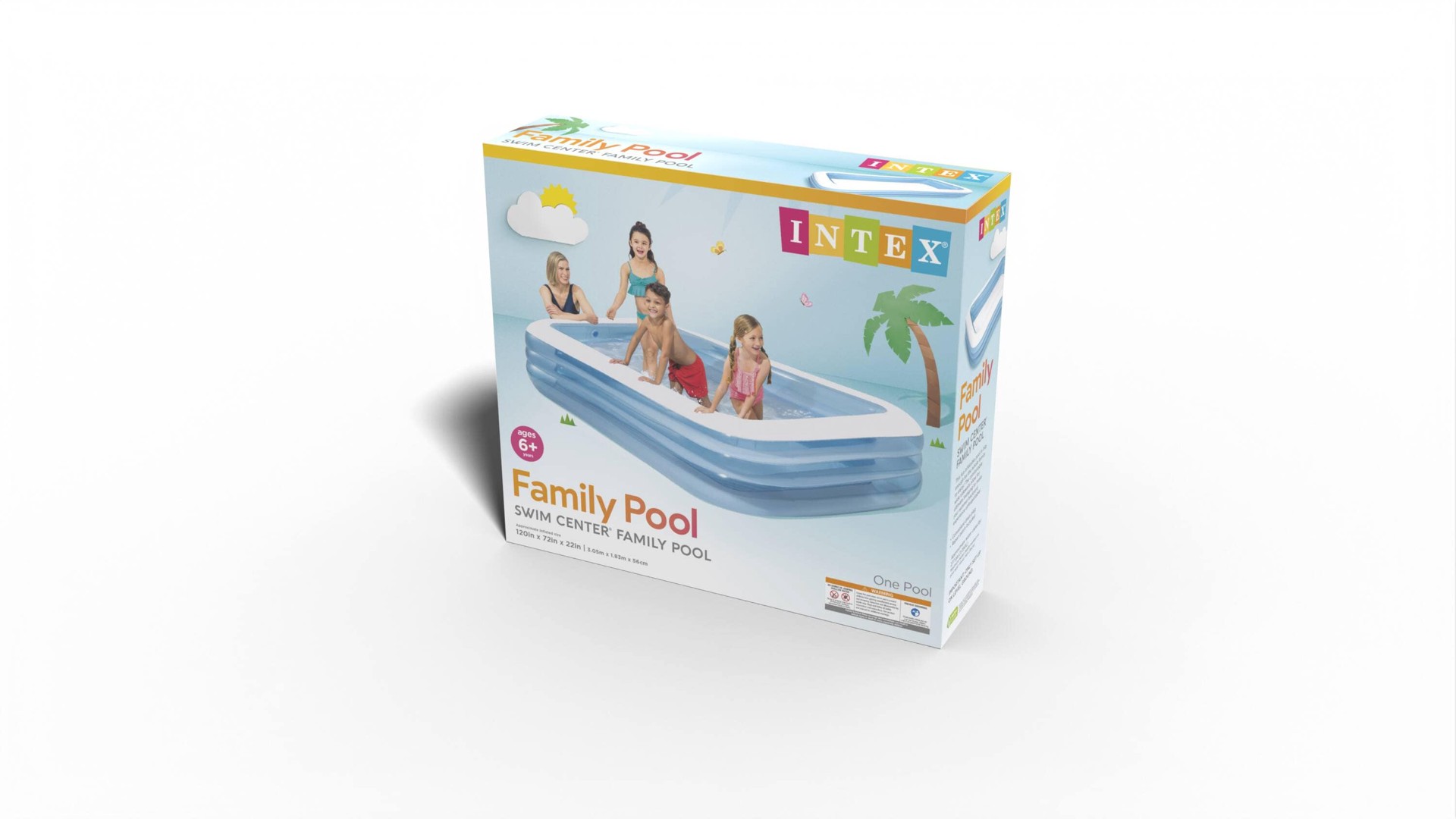 slide 3 of 3, Intex Family Pool 120-in L x 72-in W Blue Rectangle Kiddie Pool, 1 ct