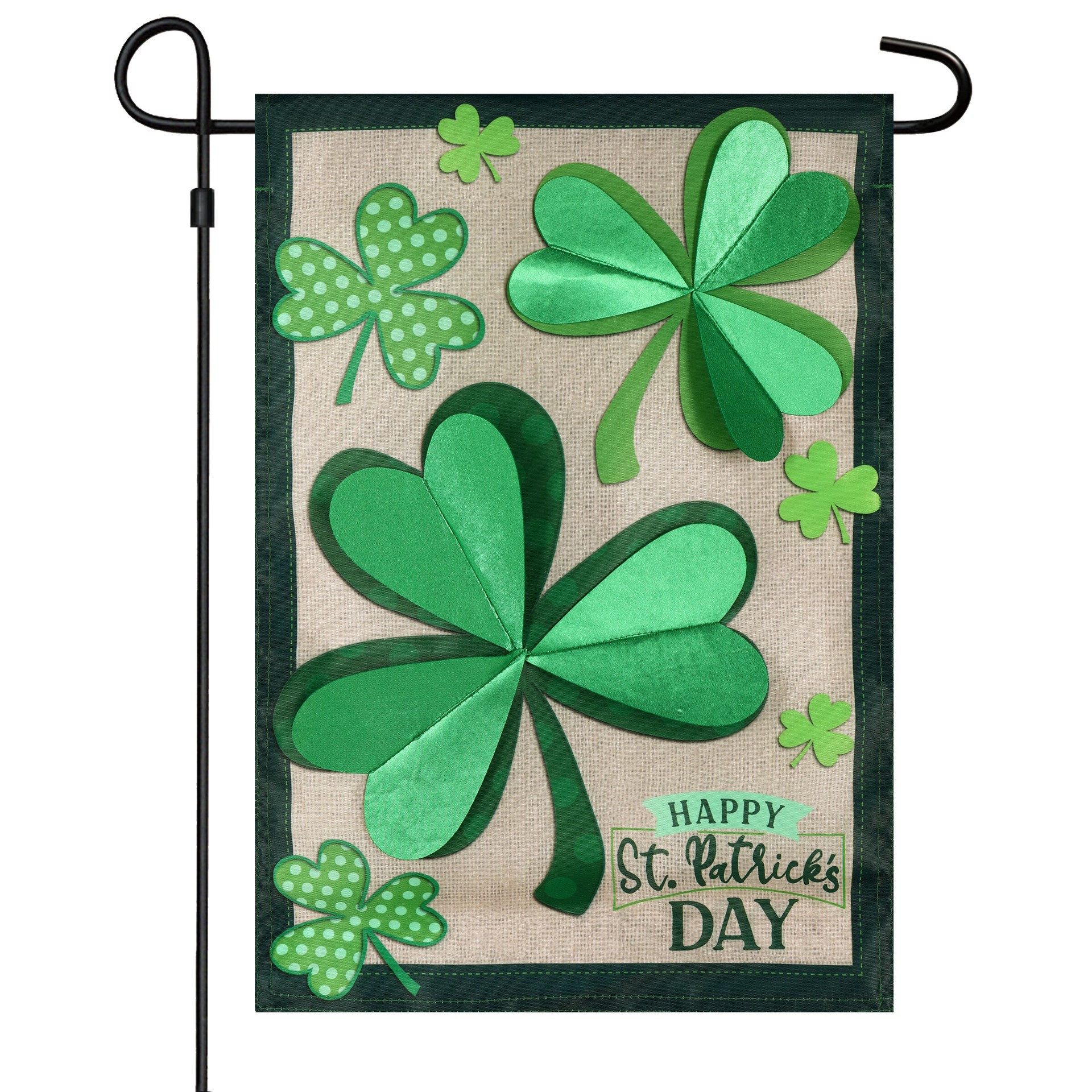 slide 3 of 6, Style Selections 1.04-ft W x 1.5-ft H St. Patrick's Day Embroidered Flag, 1 ct