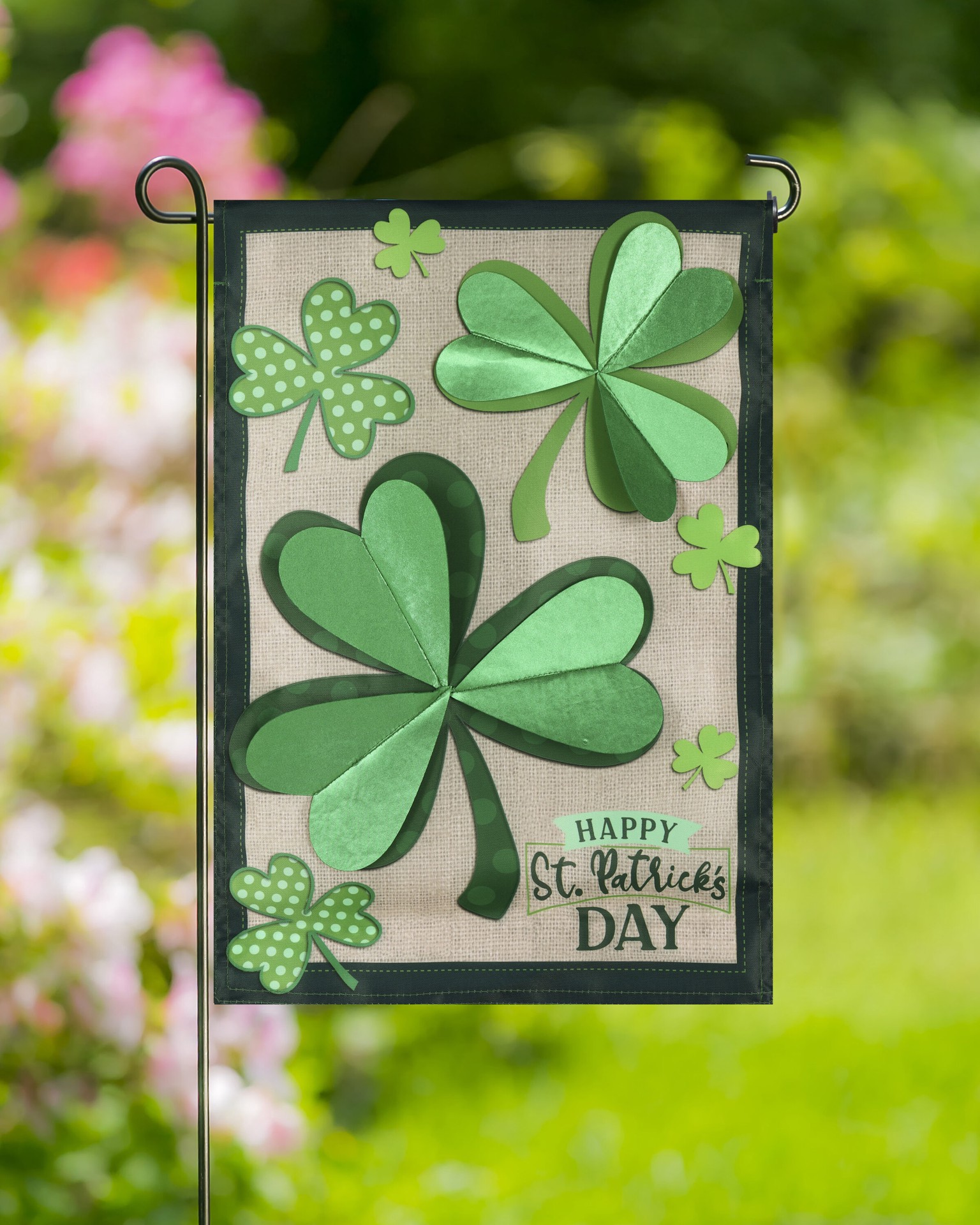 slide 5 of 6, Style Selections 1.04-ft W x 1.5-ft H St. Patrick's Day Embroidered Flag, 1 ct