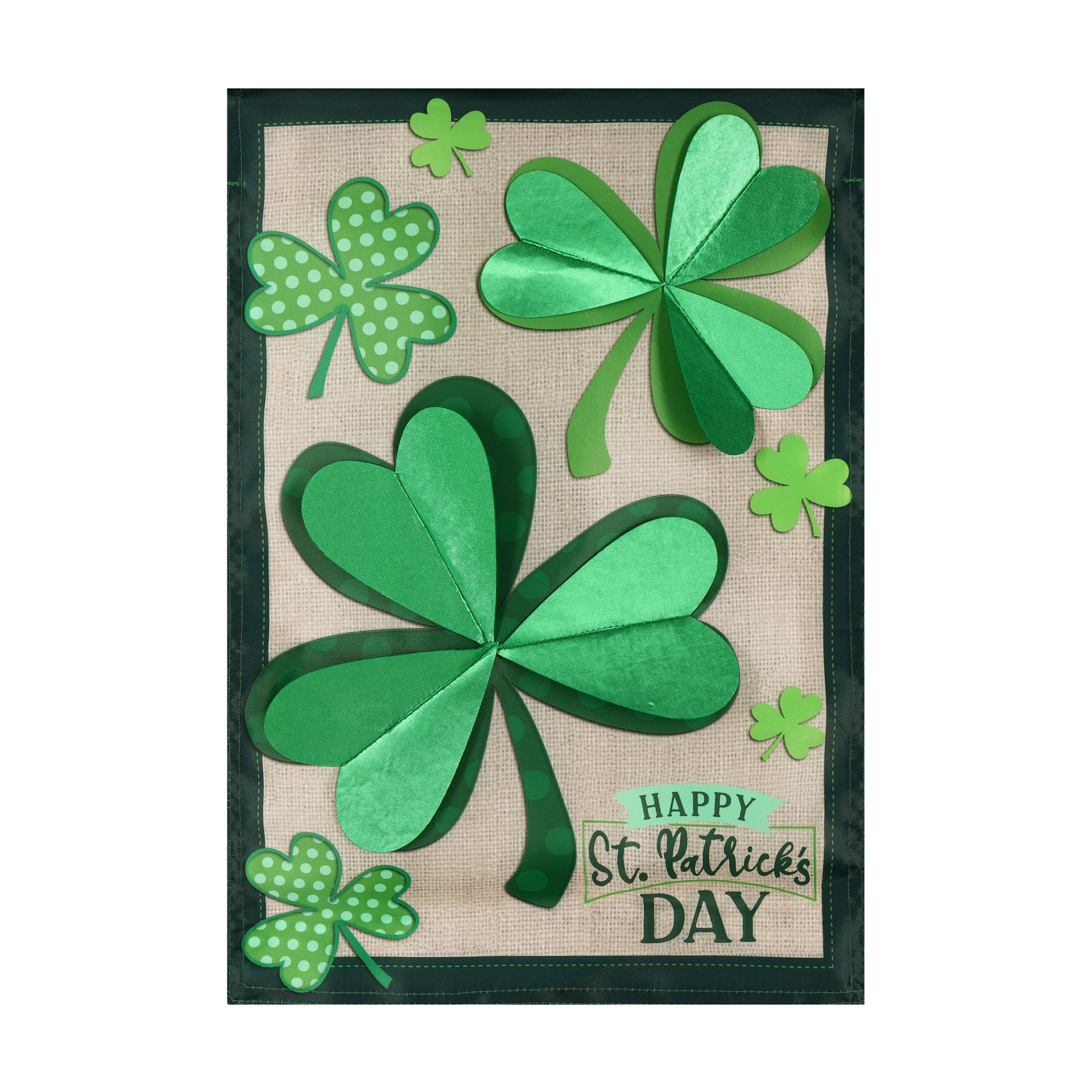 slide 1 of 6, Style Selections 1.04-ft W x 1.5-ft H St. Patrick's Day Embroidered Flag, 1 ct