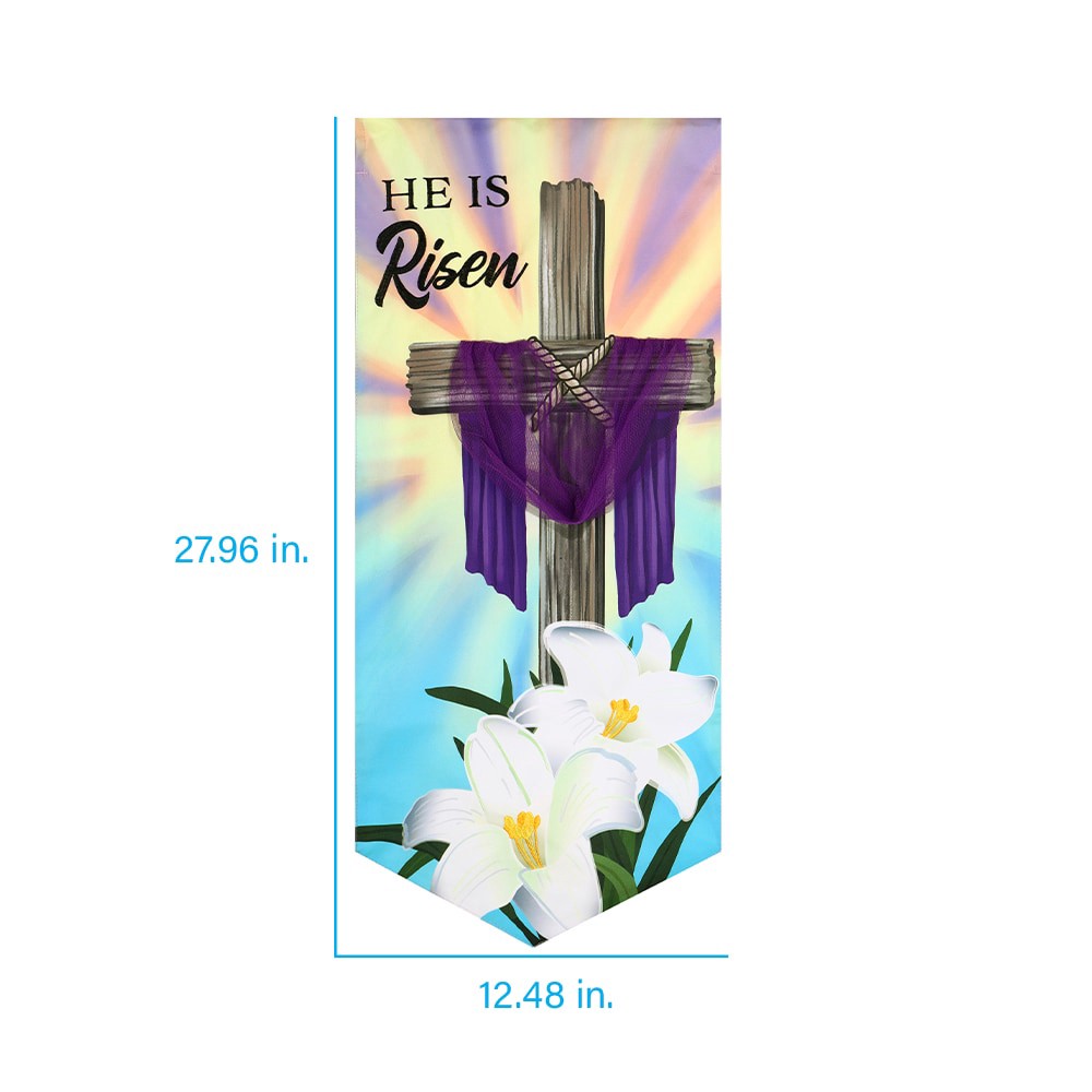 slide 2 of 6, Style Selections 1.04-ft W x 2.33-ft H Easter Embroidered Flag, 1 ct