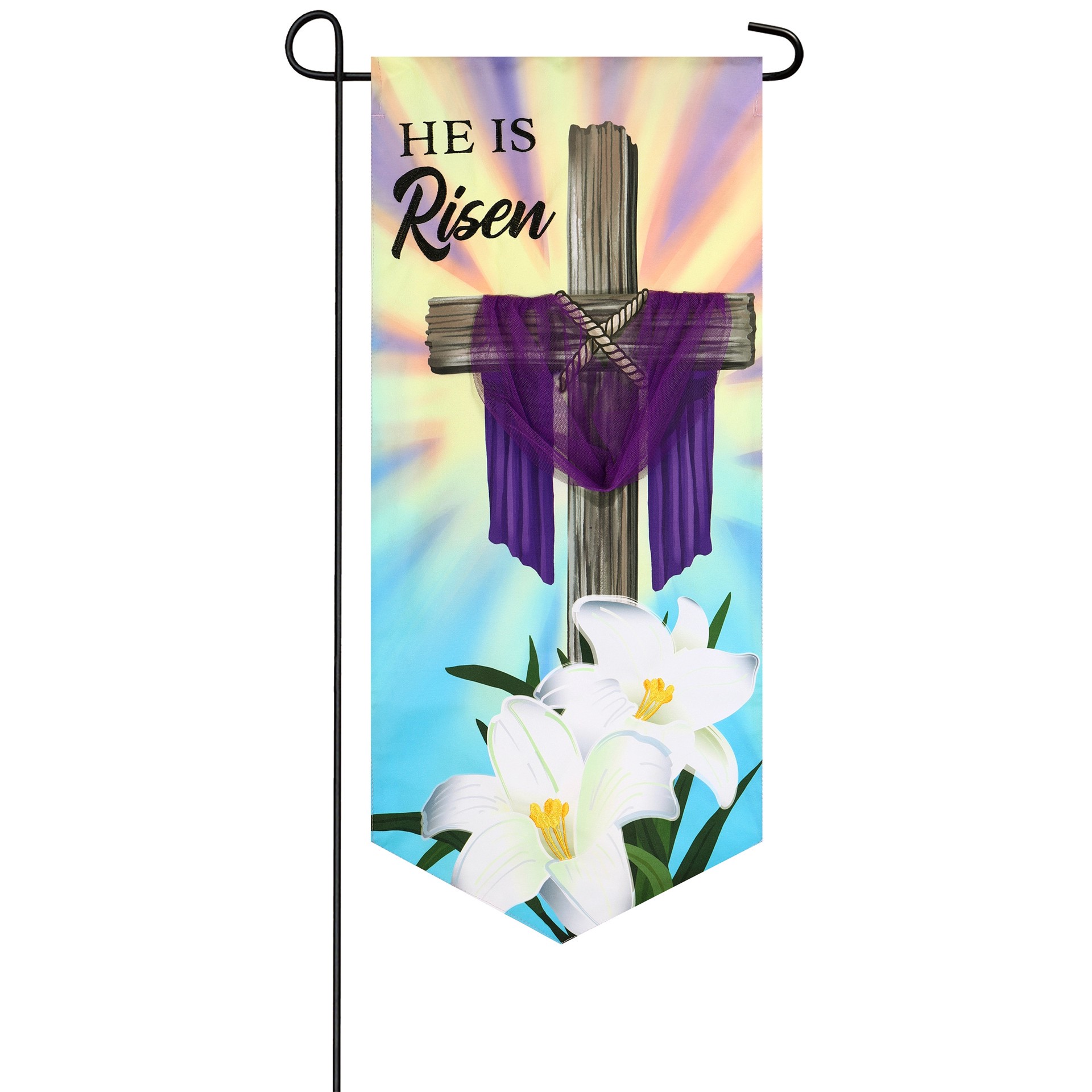 slide 3 of 6, Style Selections 1.04-ft W x 2.33-ft H Easter Embroidered Flag, 1 ct
