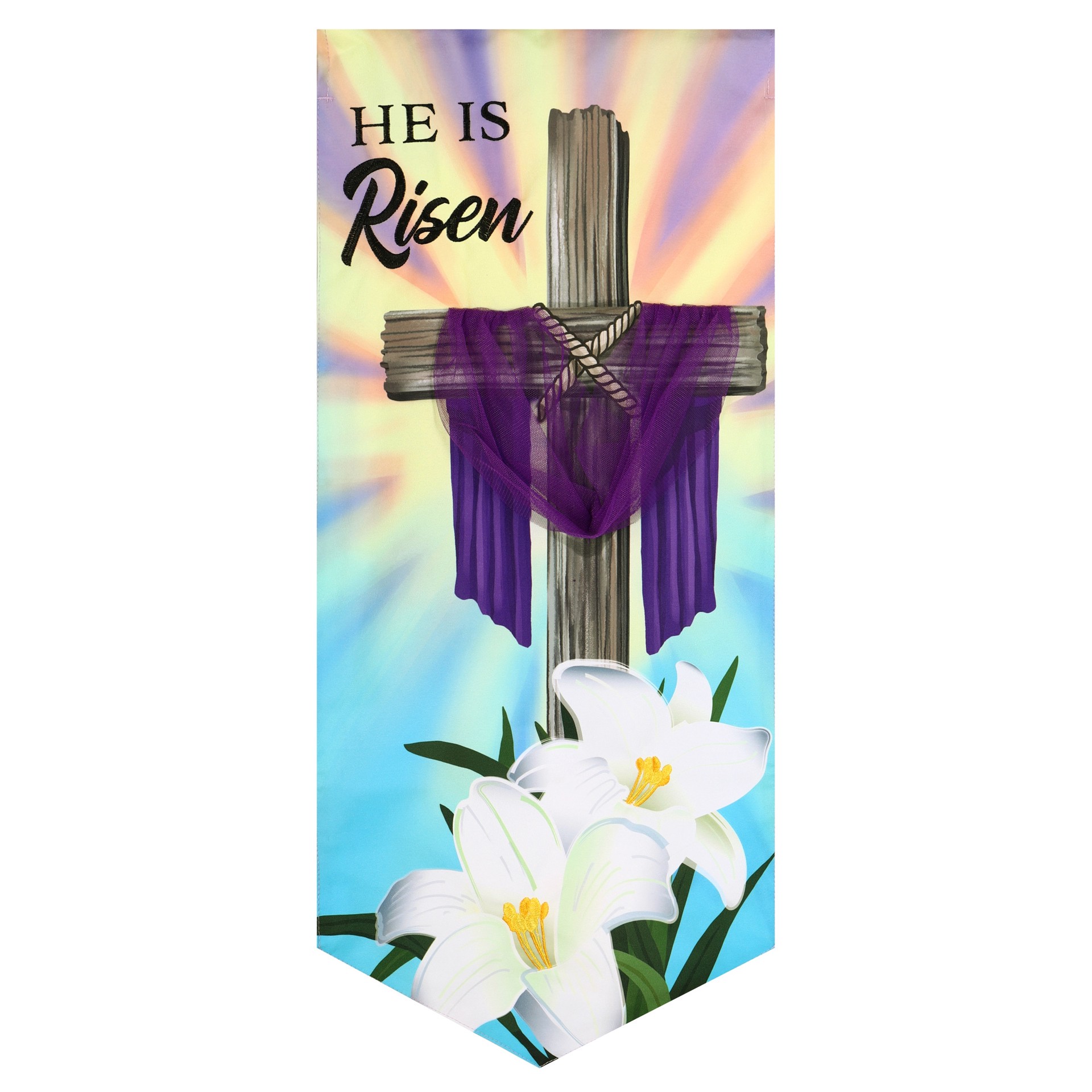 slide 1 of 6, Style Selections 1.04-ft W x 2.33-ft H Easter Embroidered Flag, 1 ct