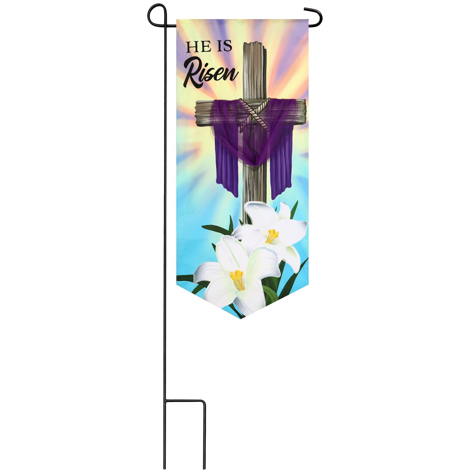 slide 4 of 6, Style Selections 1.04-ft W x 2.33-ft H Easter Embroidered Flag, 1 ct