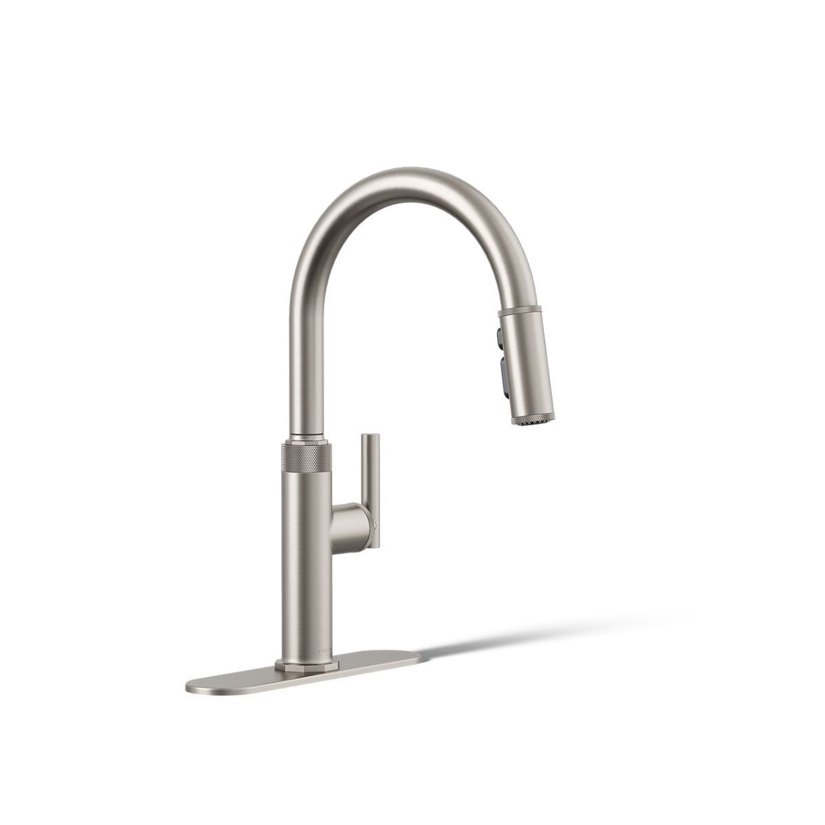 slide 2 of 6, KOHLER Lathe Vibrant Stainless Single Handle Deck-mount Pull-down Kitchen Faucet with Sprayer (Includes Deck Plate), 1 ct