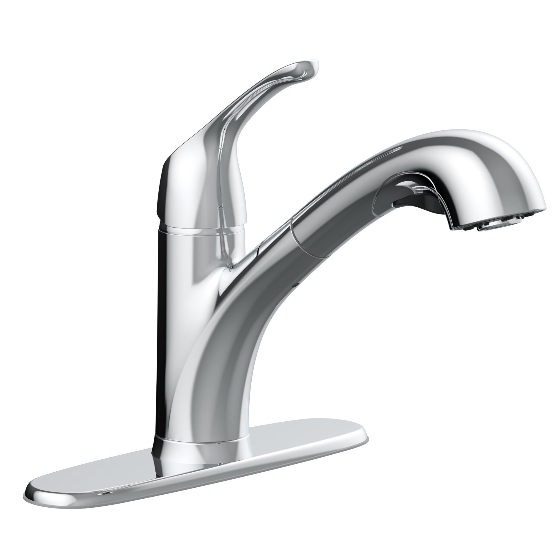 slide 3 of 6, Project Source EVERFIELD Polished Chrome Single Handle Deck-mount Pull-out Kitchen Faucet with Sprayer (Includes Deck Plate), 1 ct
